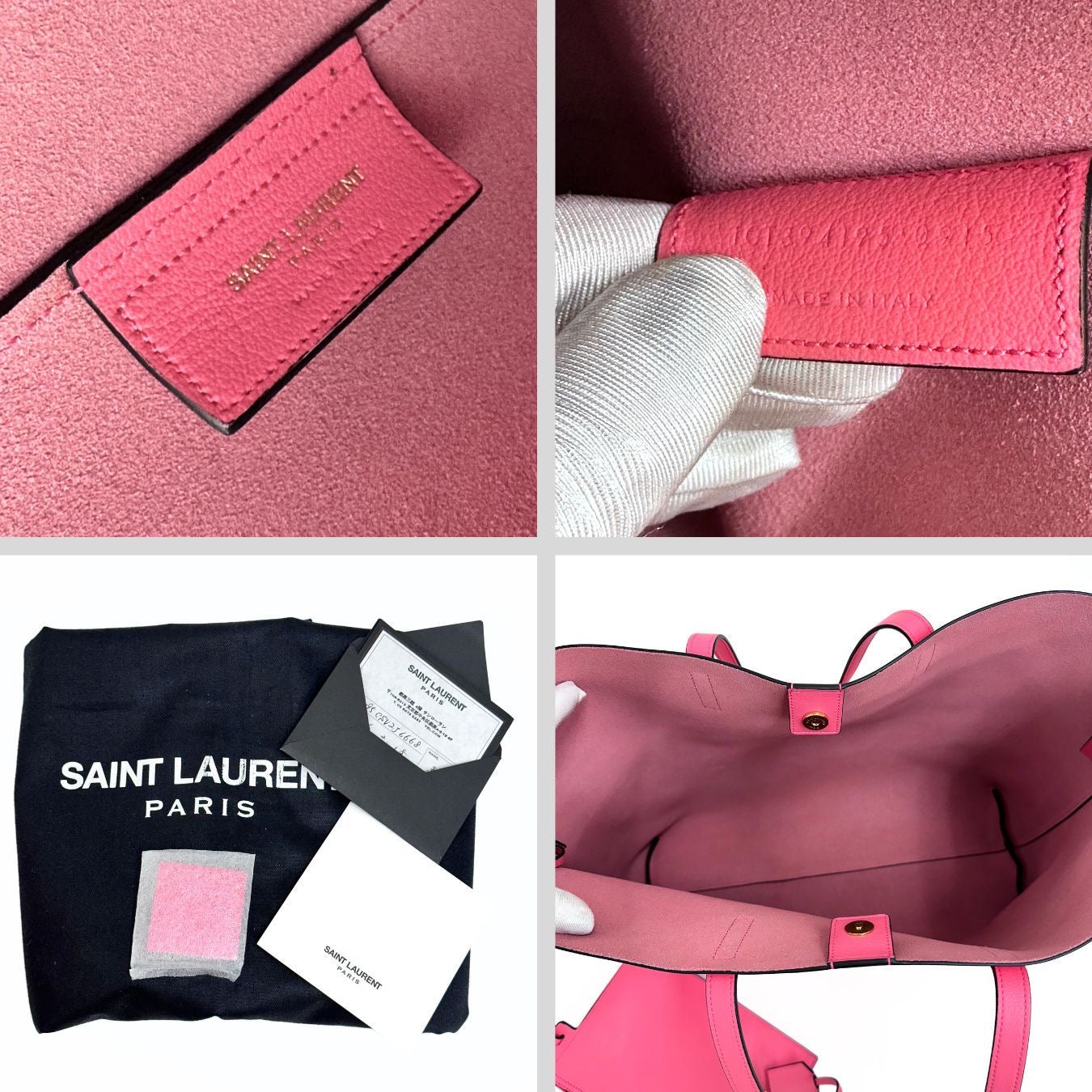 Saint Laurent pre loved pink leather shopper bag with clutch new ( store model)