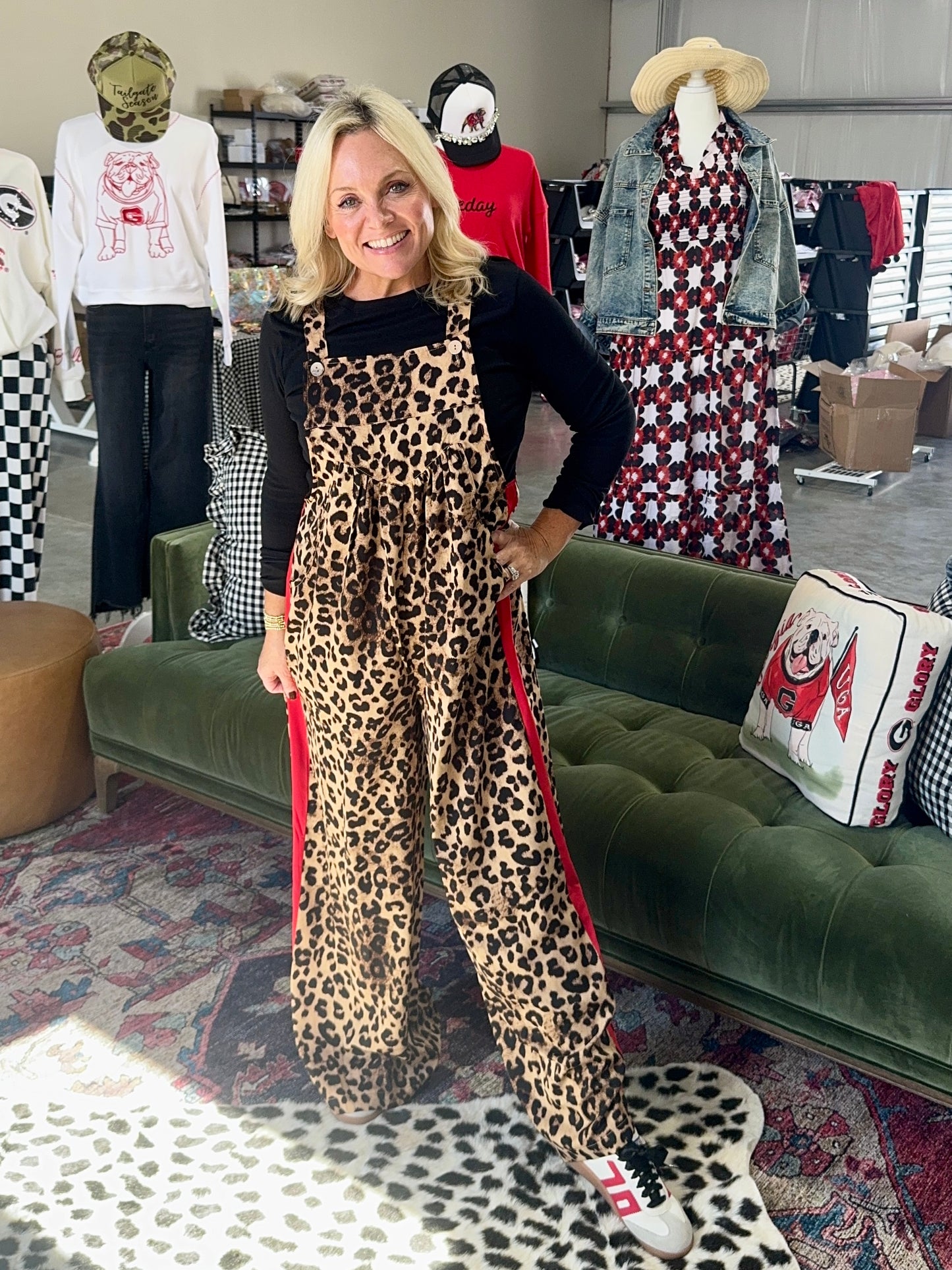 Leopard overalls jumpsuit adjustable up to plus size!