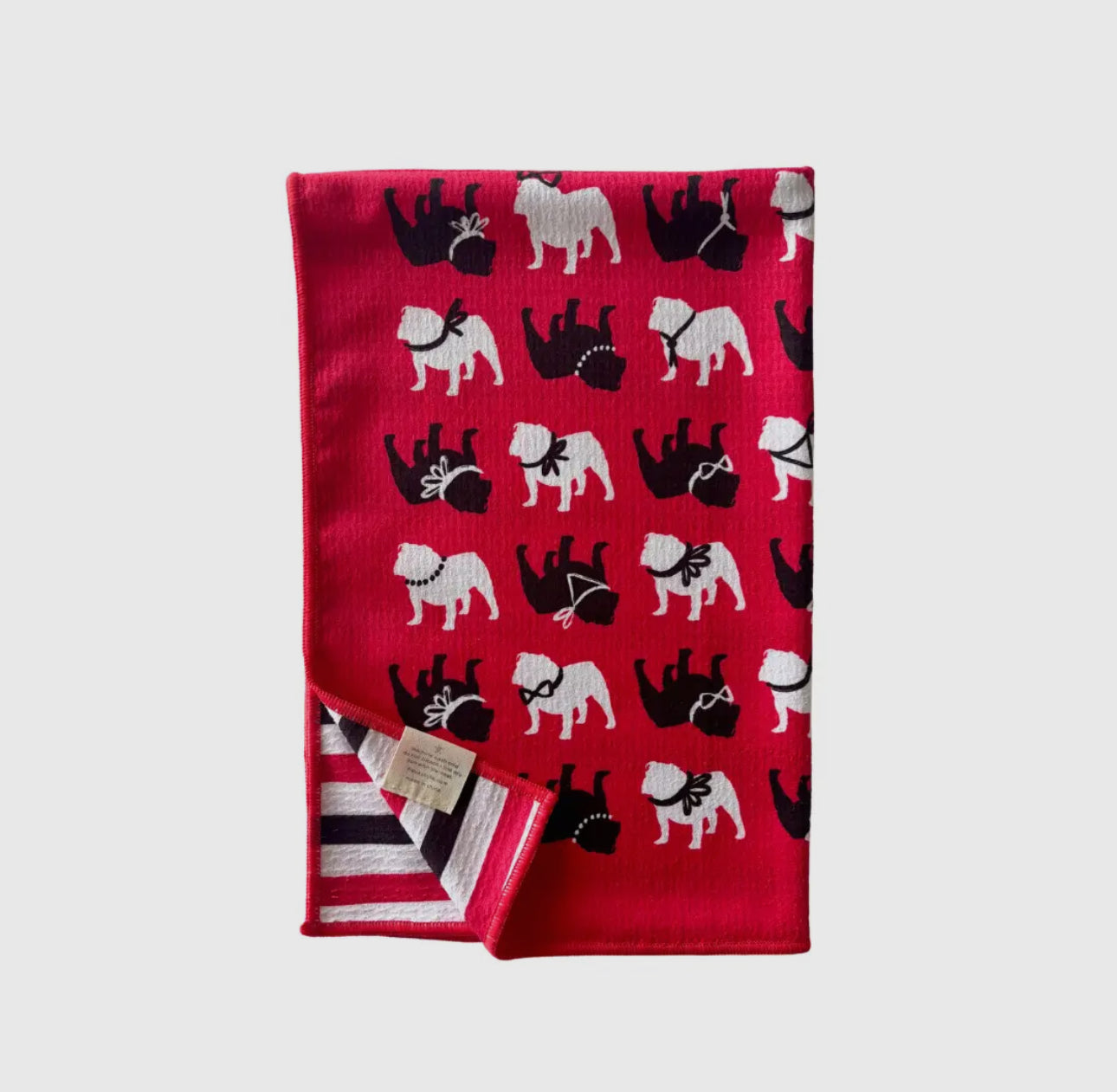 Bulldog tea towel double sided