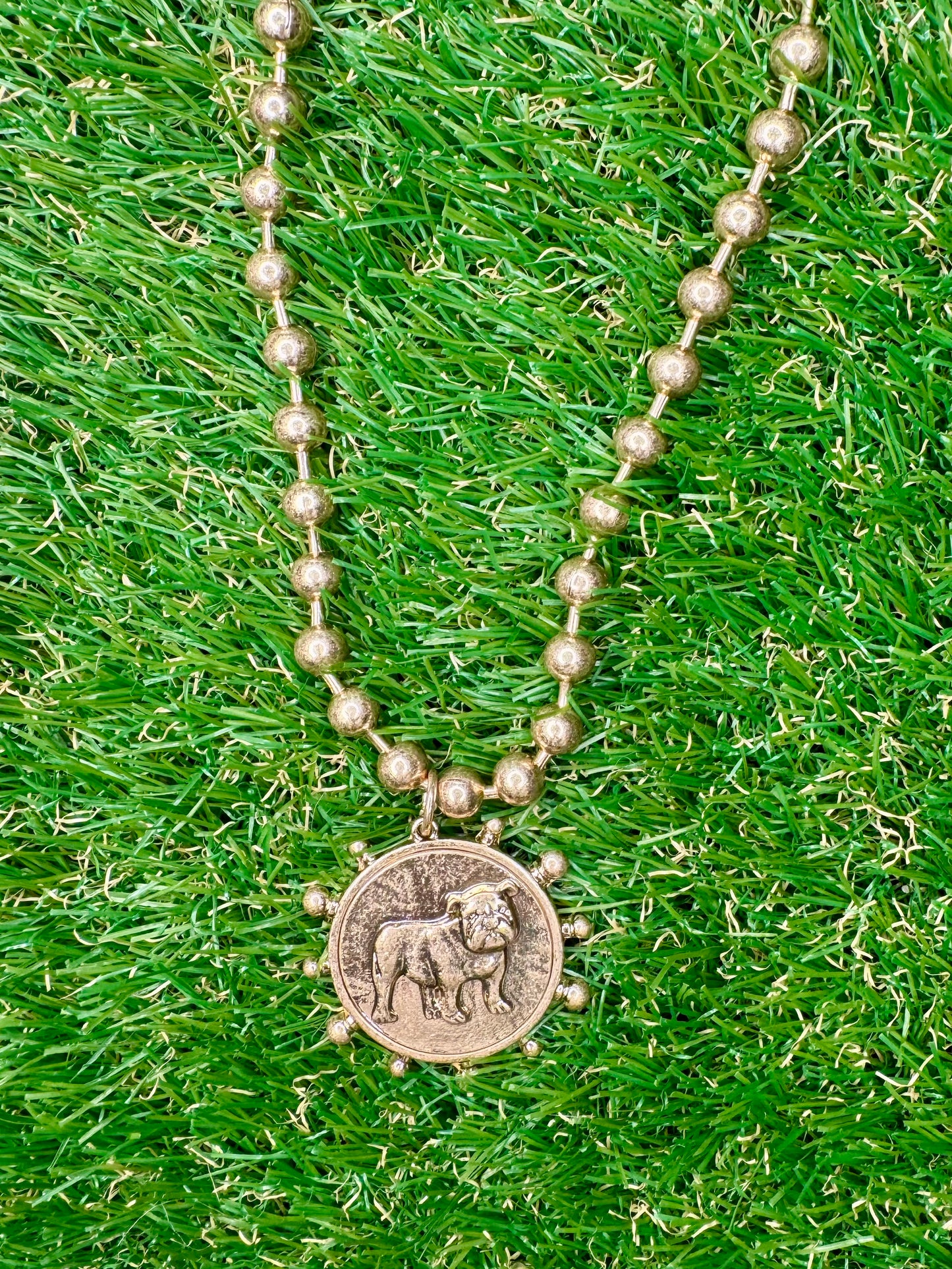 Metal gold necklace with dog medallion