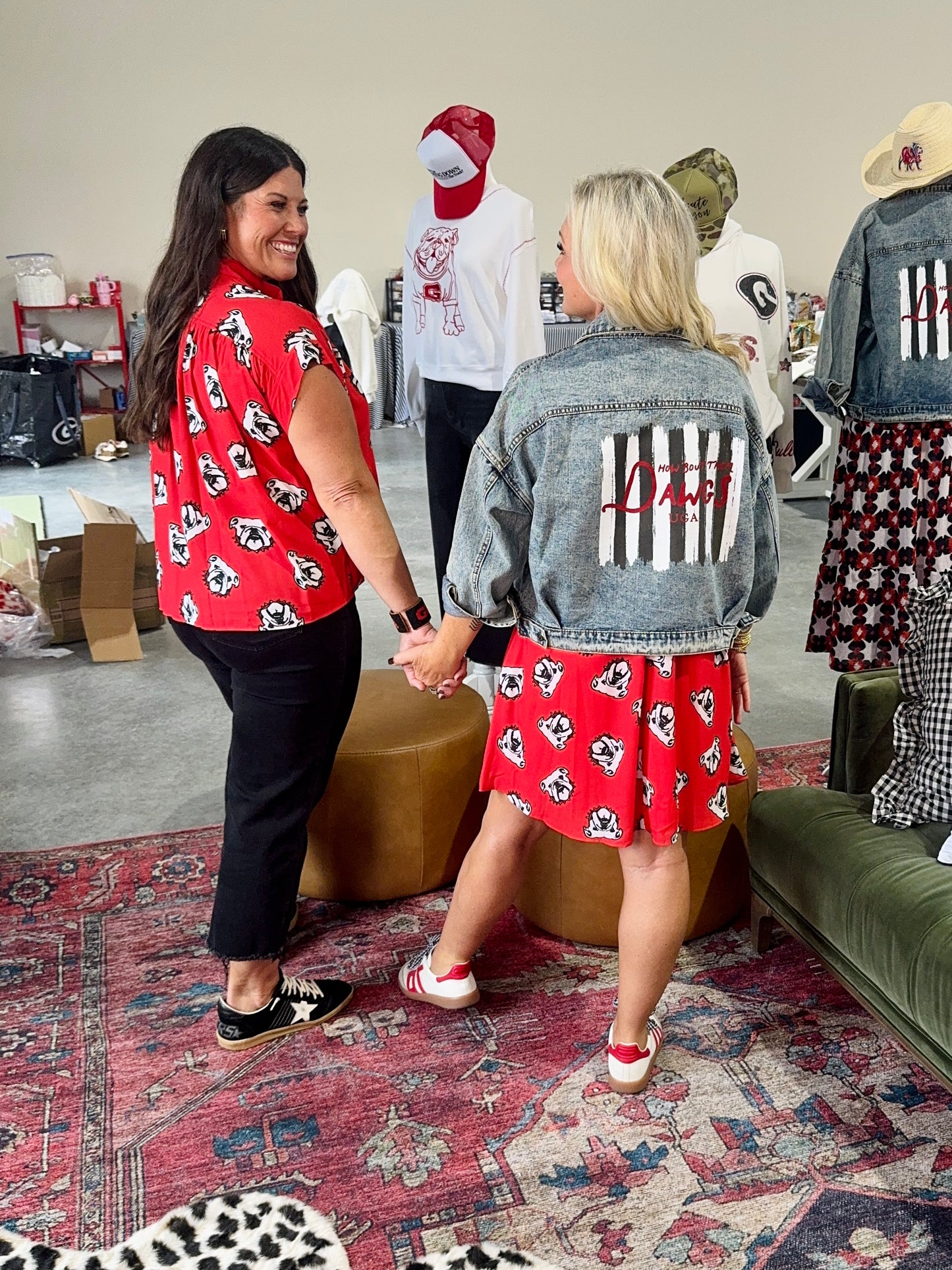 Dress flowy black and red bulldogs