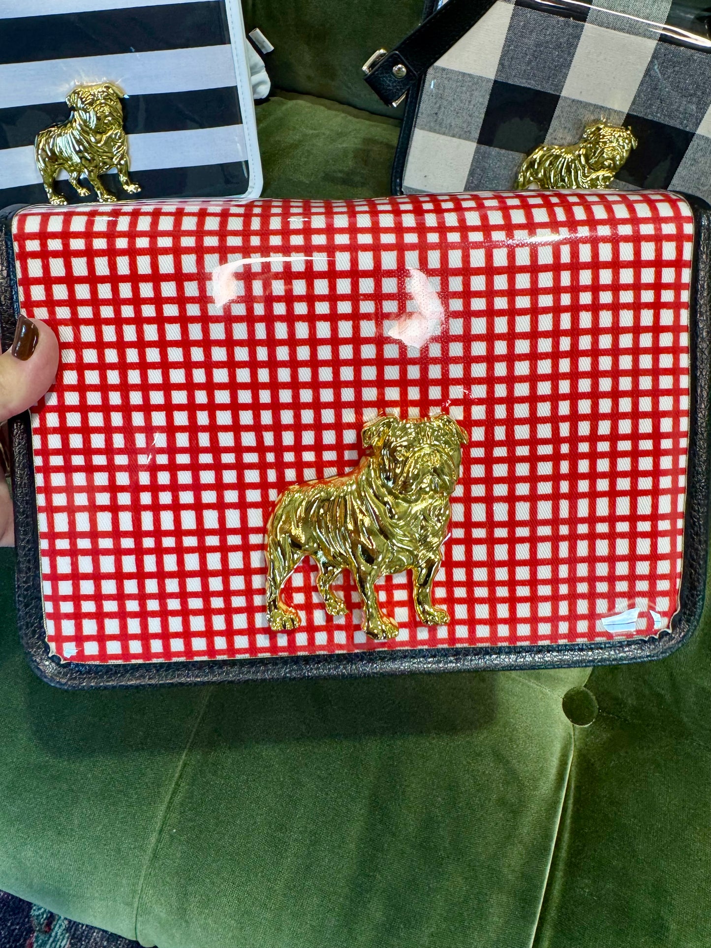 Boutique clear purse/bag with bulldog medallion