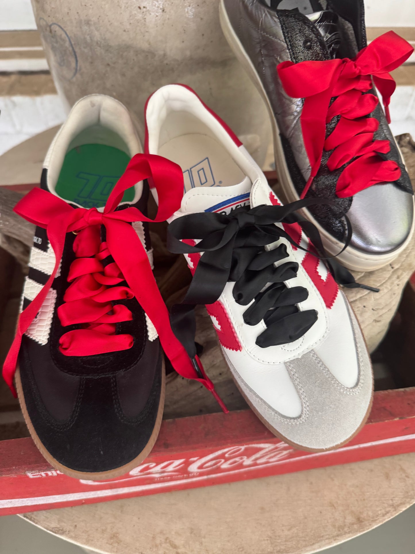 One lace listing! Game day shoe laces red or black one lace! Order two if u need for two shoes!