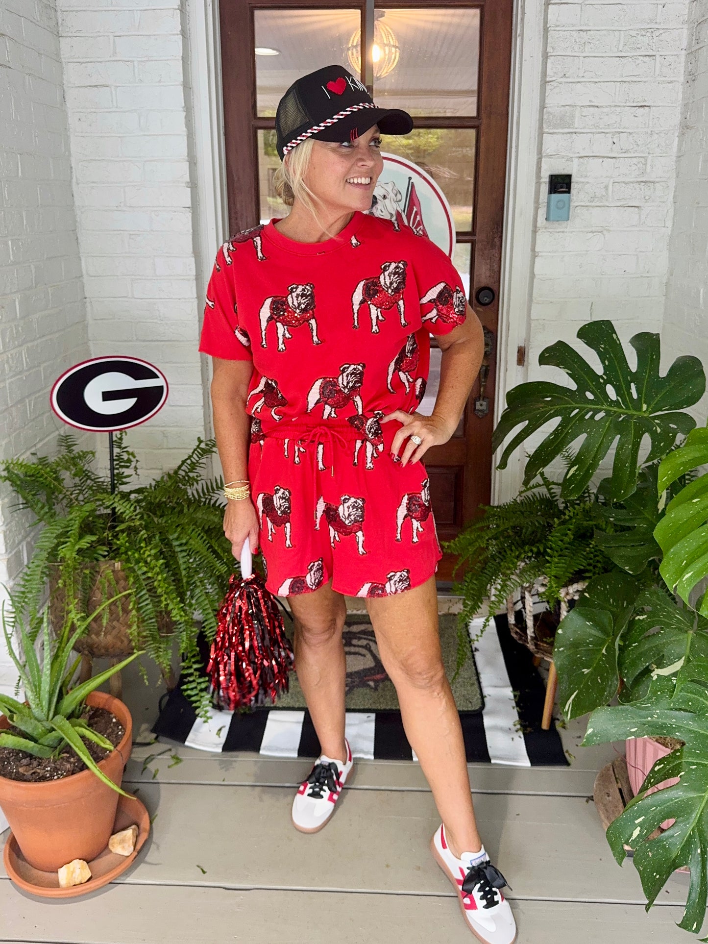 Terry sequin bulldog licensed shorts