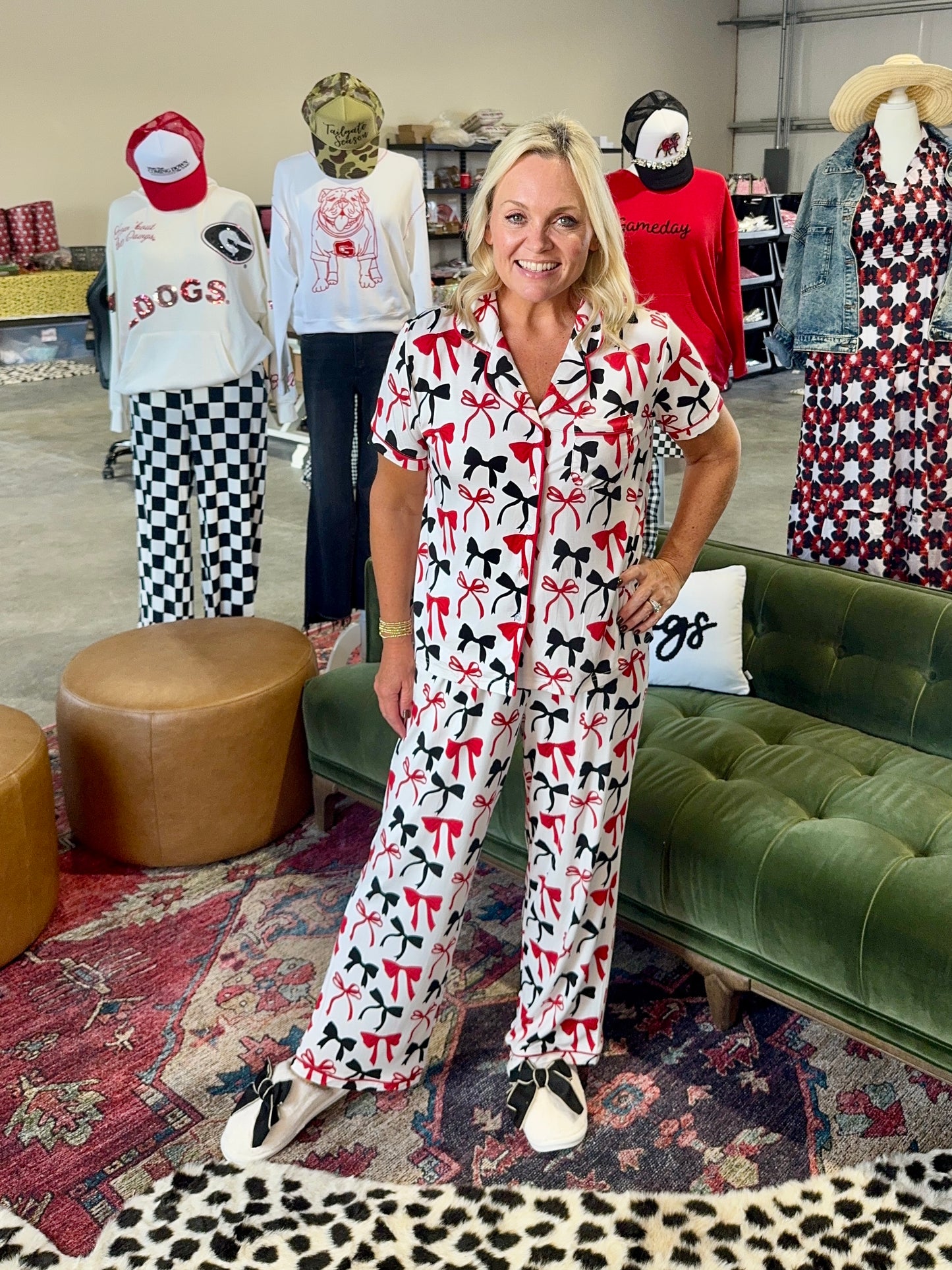 New Bow pajamas black and red so cute! Restocked!!