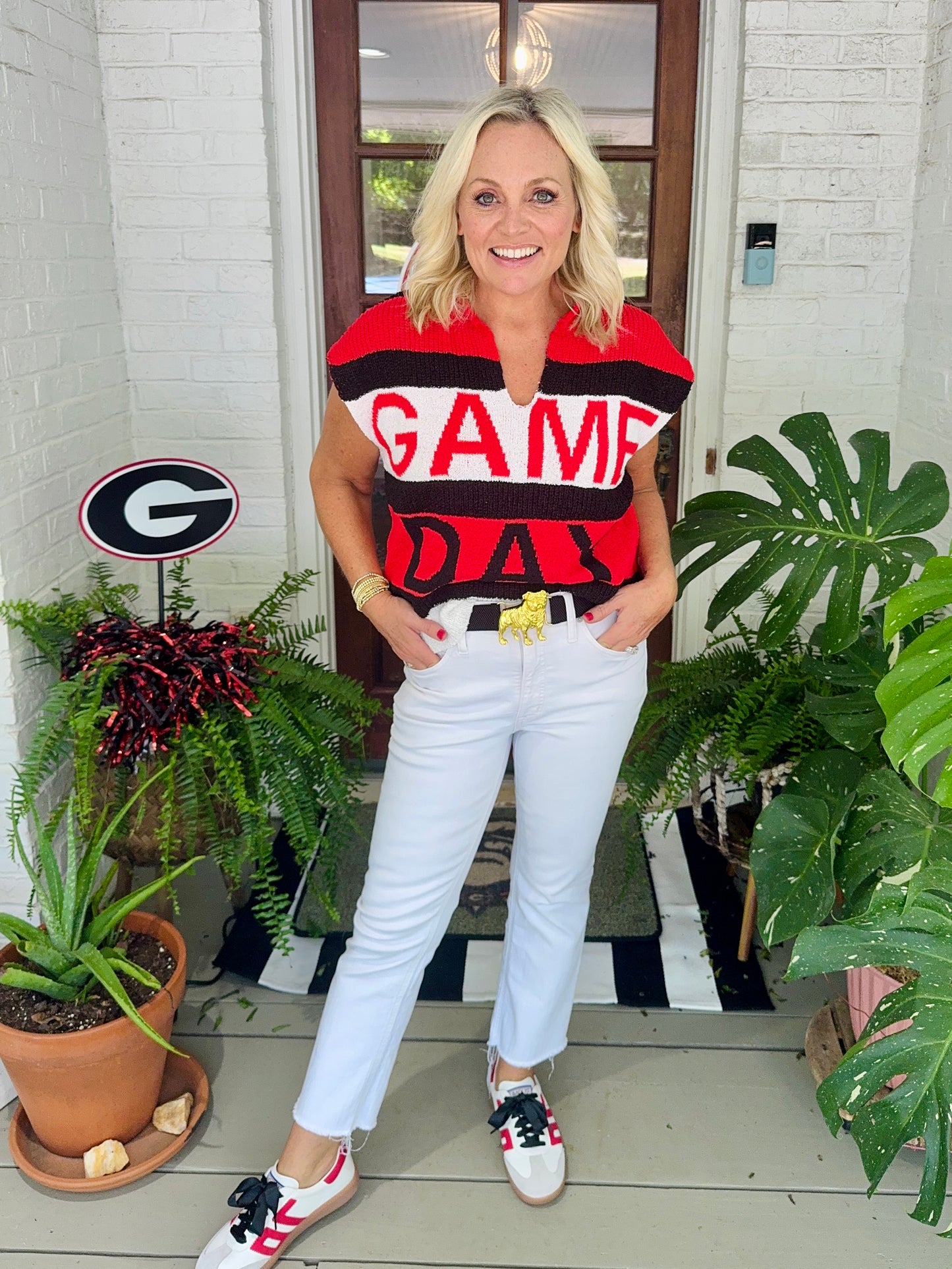 Game day knit top black
