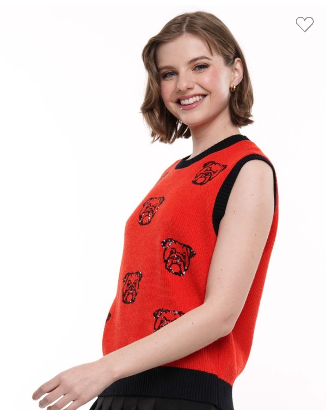 Knit top - Light weight knit tank all over sequin bulldogs
