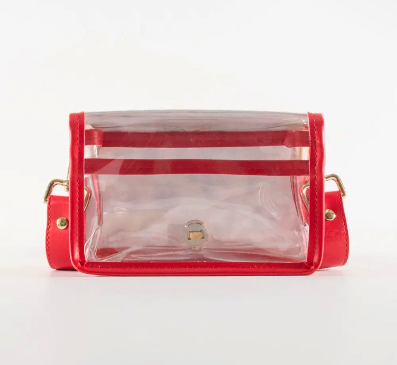 Petite stripe bag with red trim and bulldog