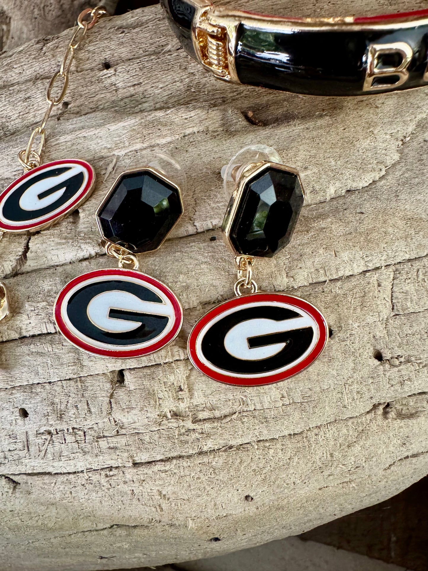 Georgia licensed rhinestone enamel logo earrings