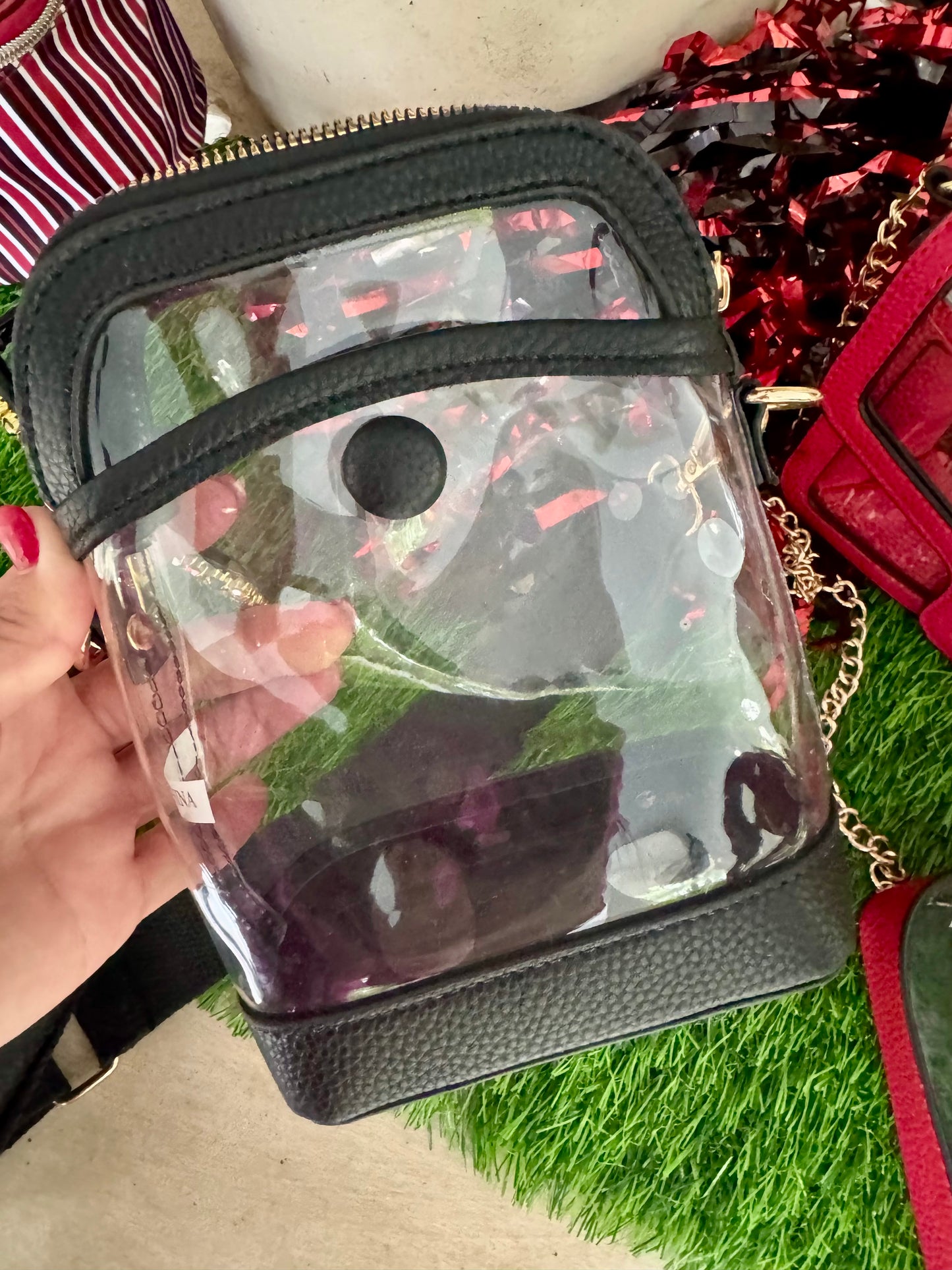 Clear purse red or black