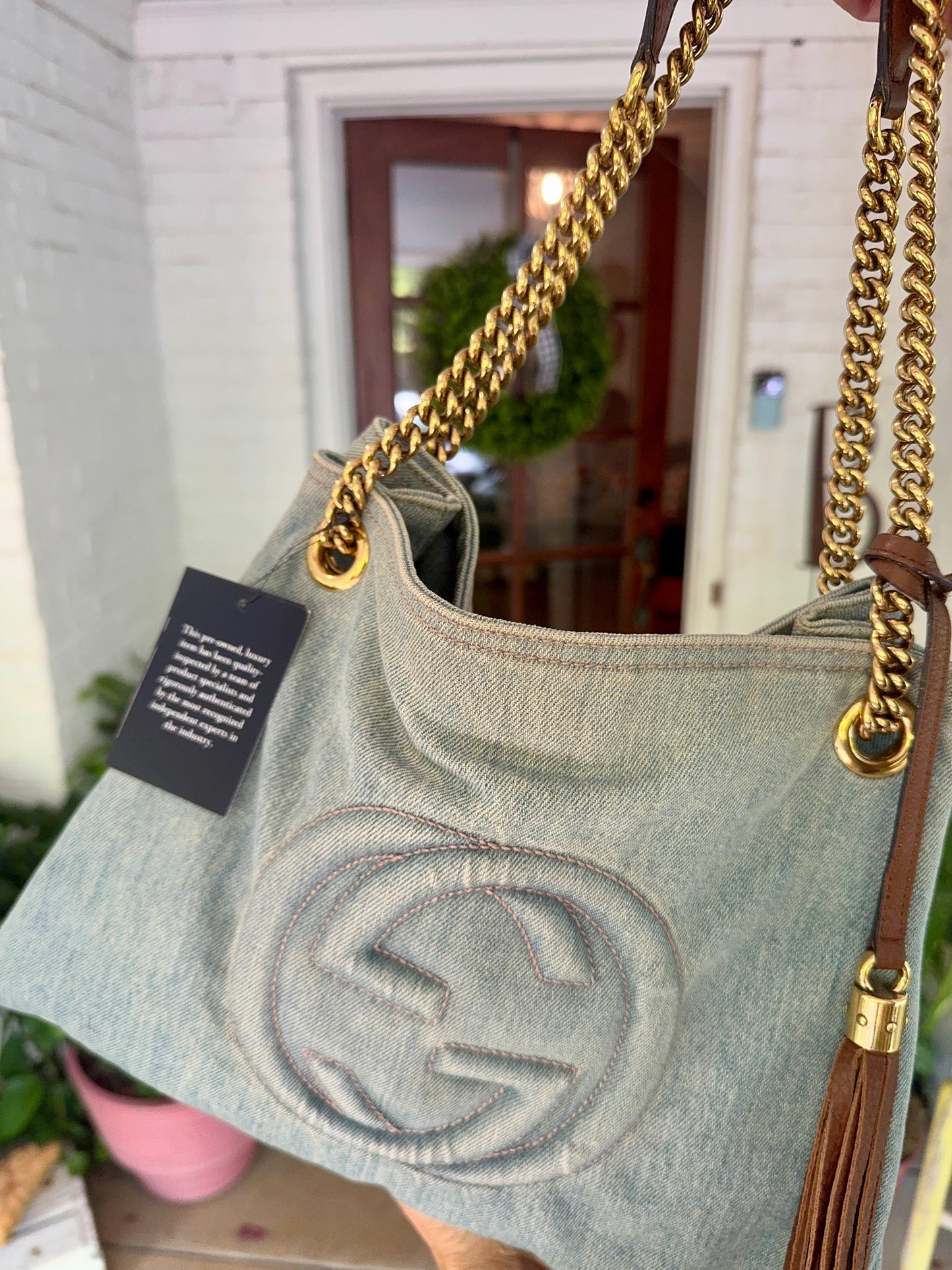 Pre Loved Gucci Denim Soho Chain Tote Bag