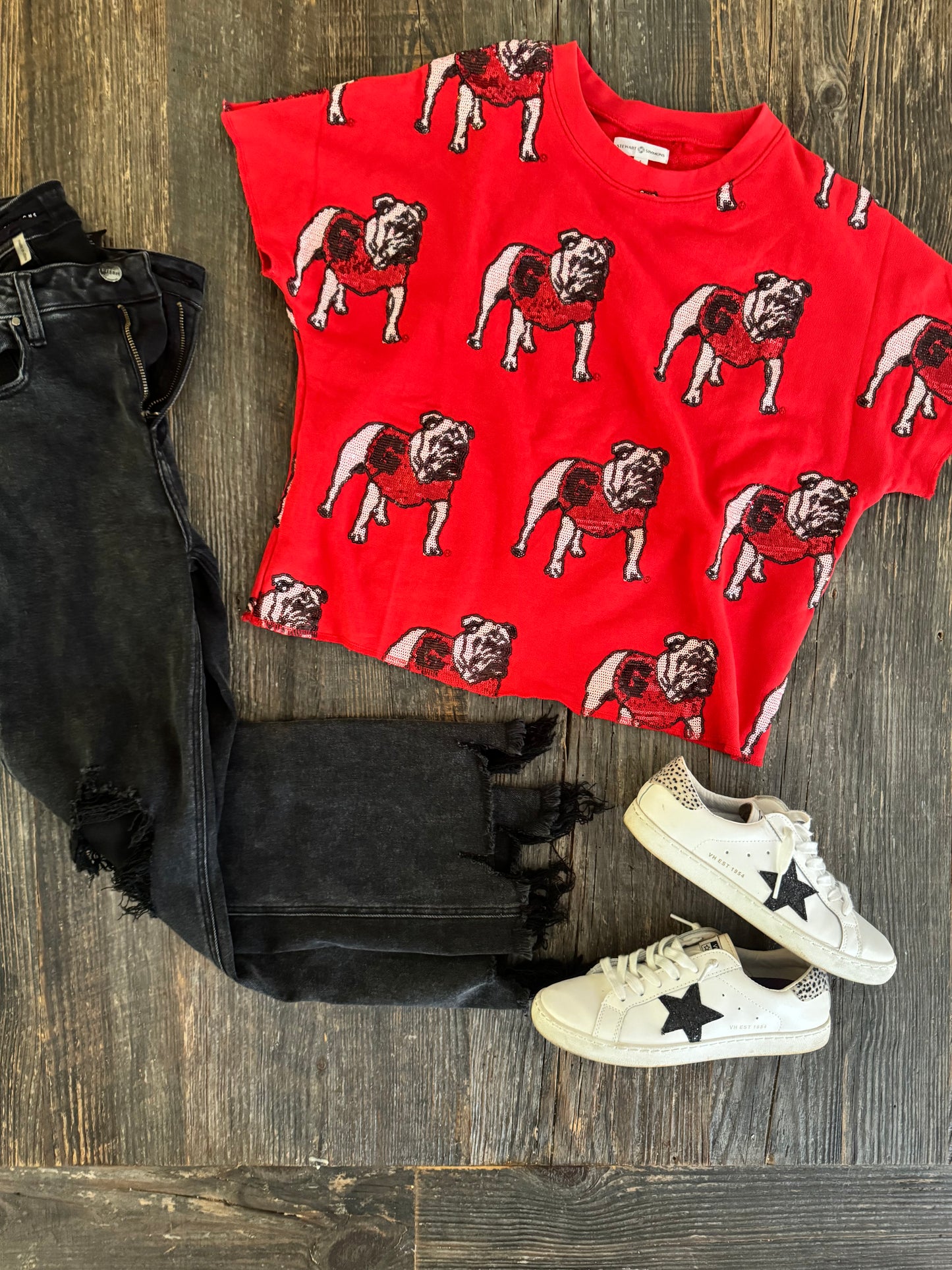The bulldog sequin Terry top