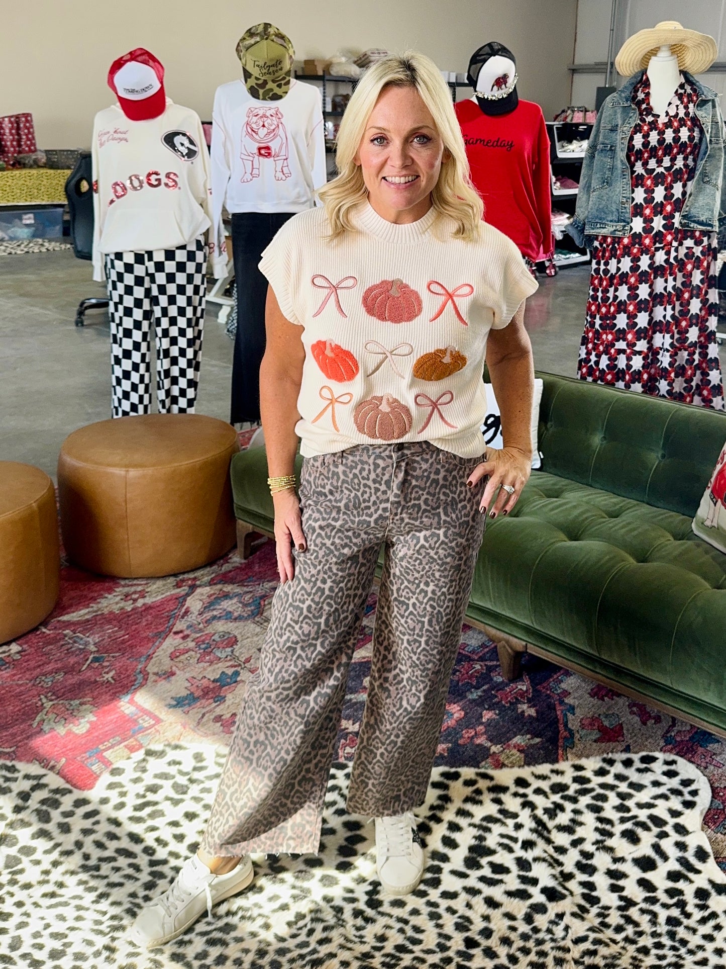 Leopard denim pants Light weight up to size 16