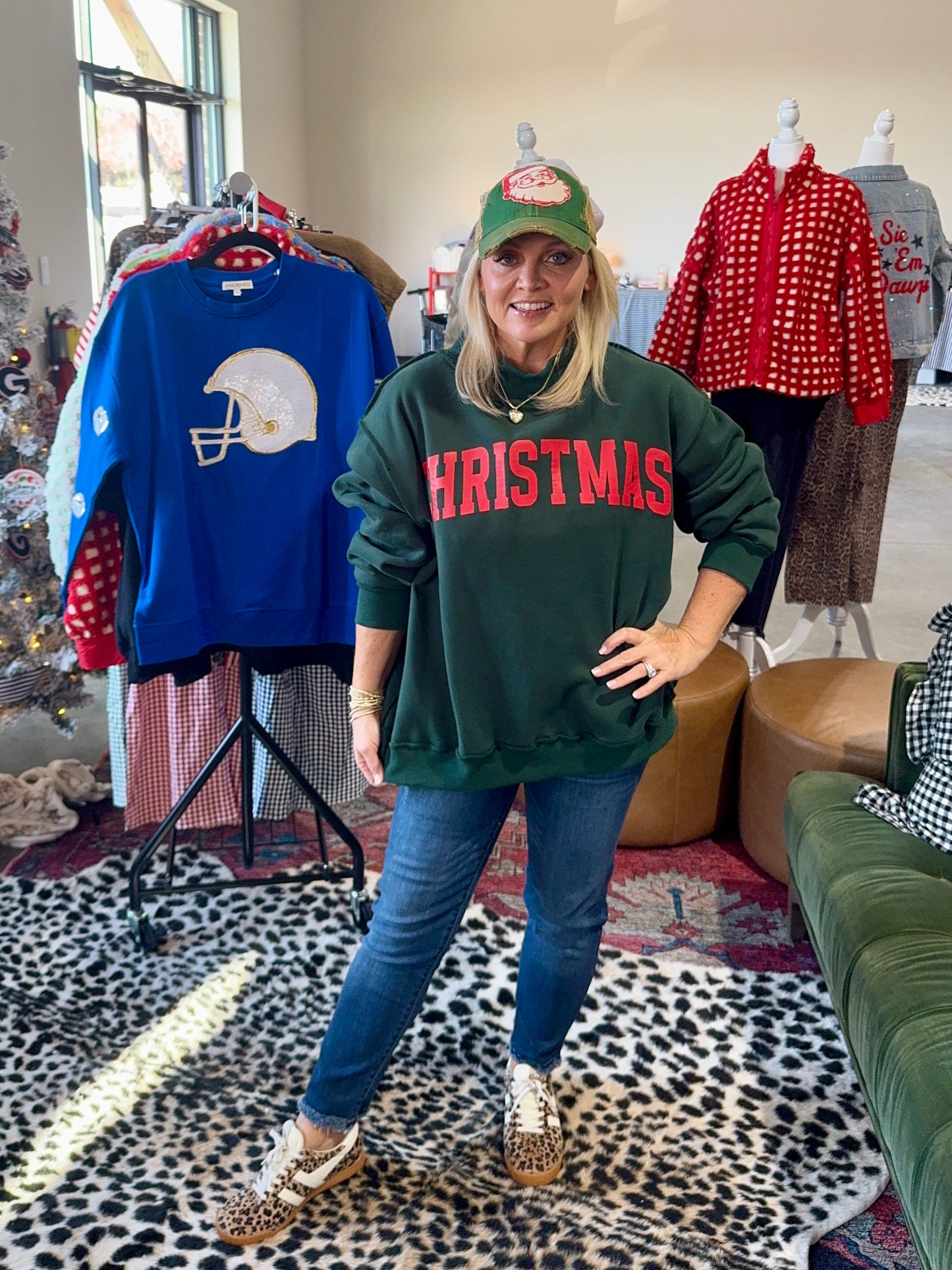 Mock neck green with Red Christmas reversible!