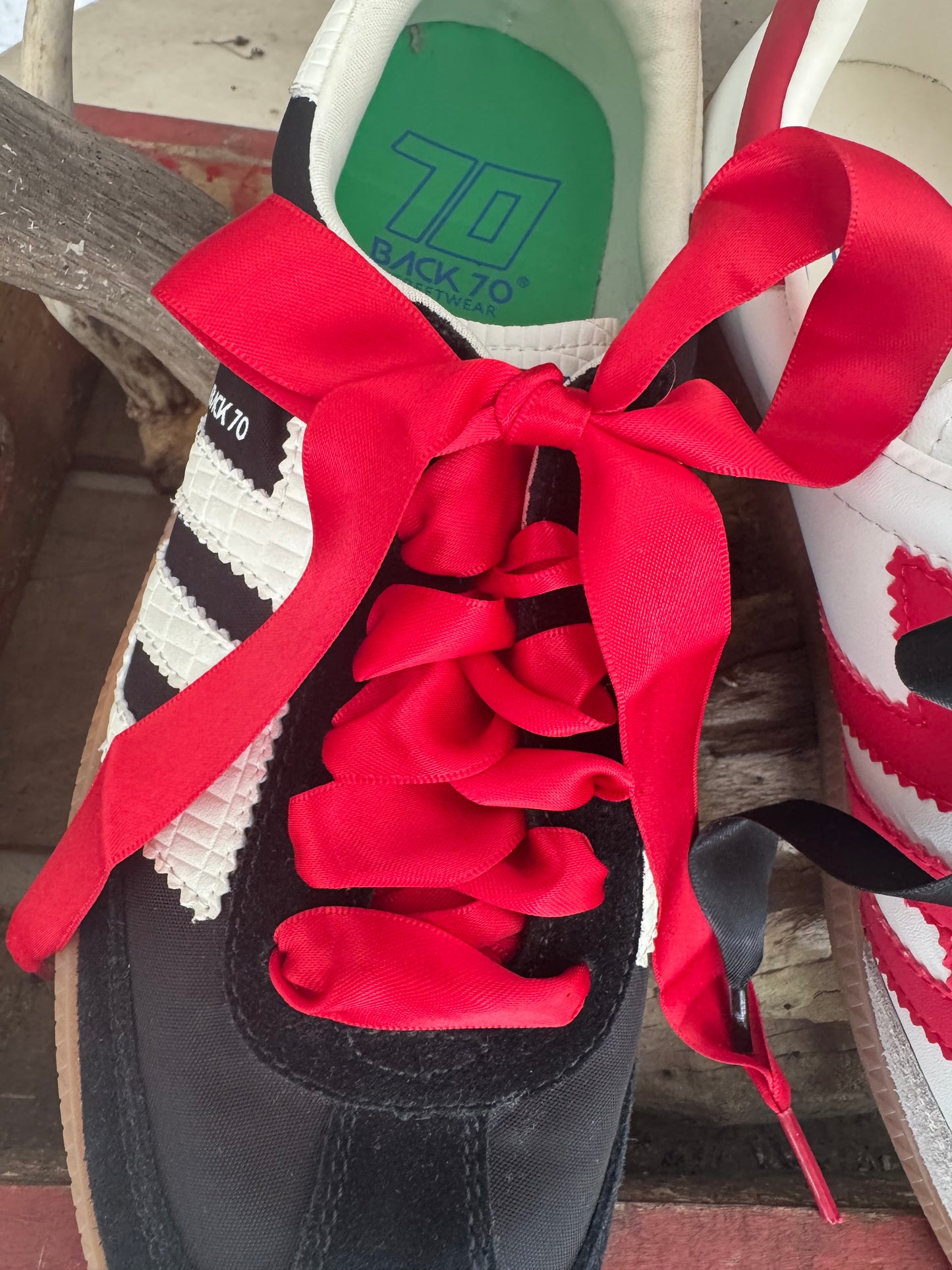One lace listing! Game day shoe laces red or black one lace! Order two if u need for two shoes!