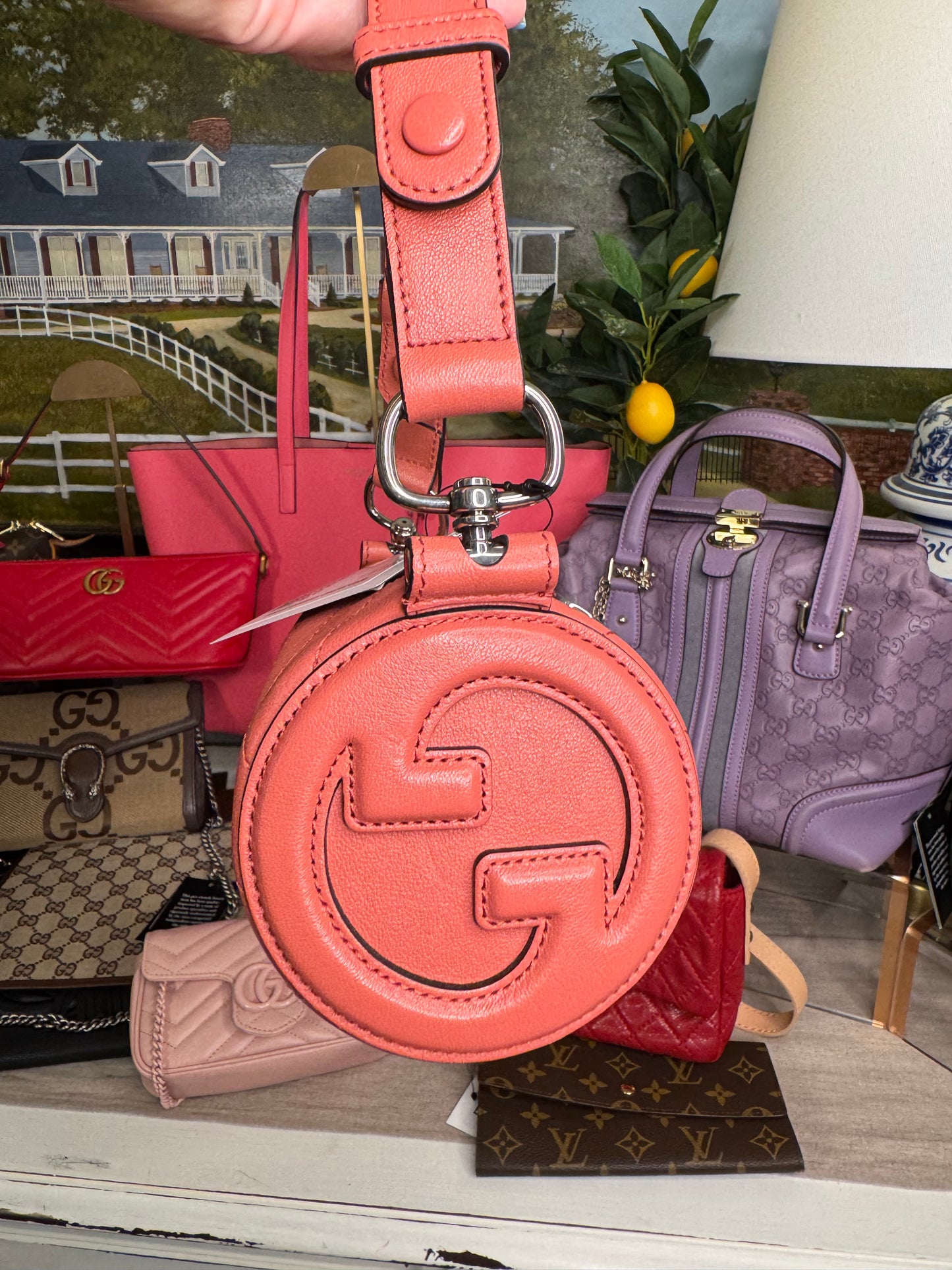 Gucci Blondi one shoulder pink bag with dust bag pre loved