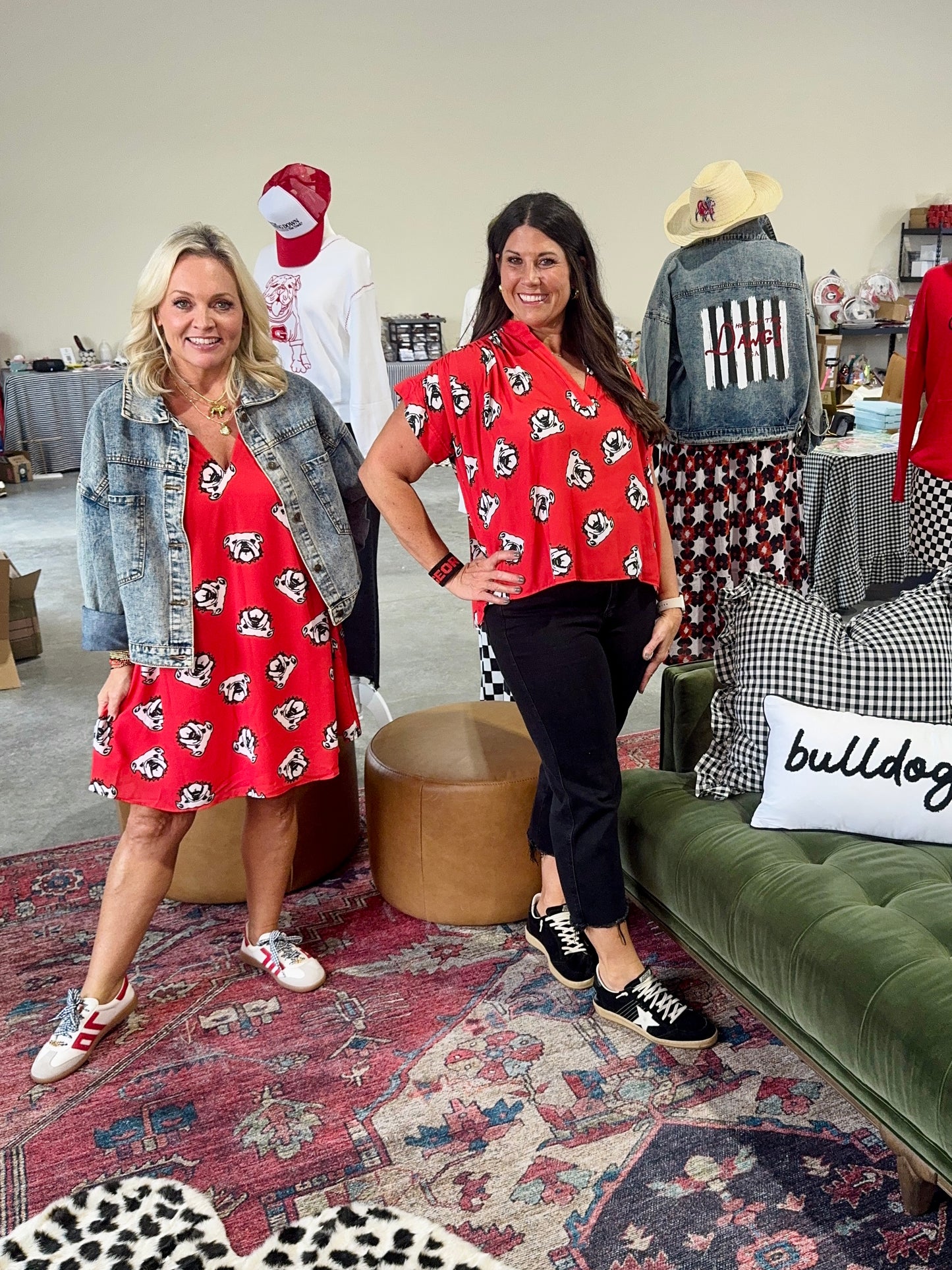 Dress flowy black and red bulldogs