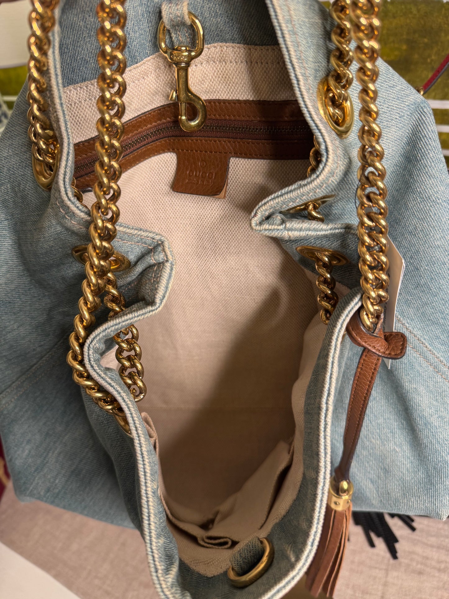 Pre Loved Gucci Denim Soho Chain Tote Bag