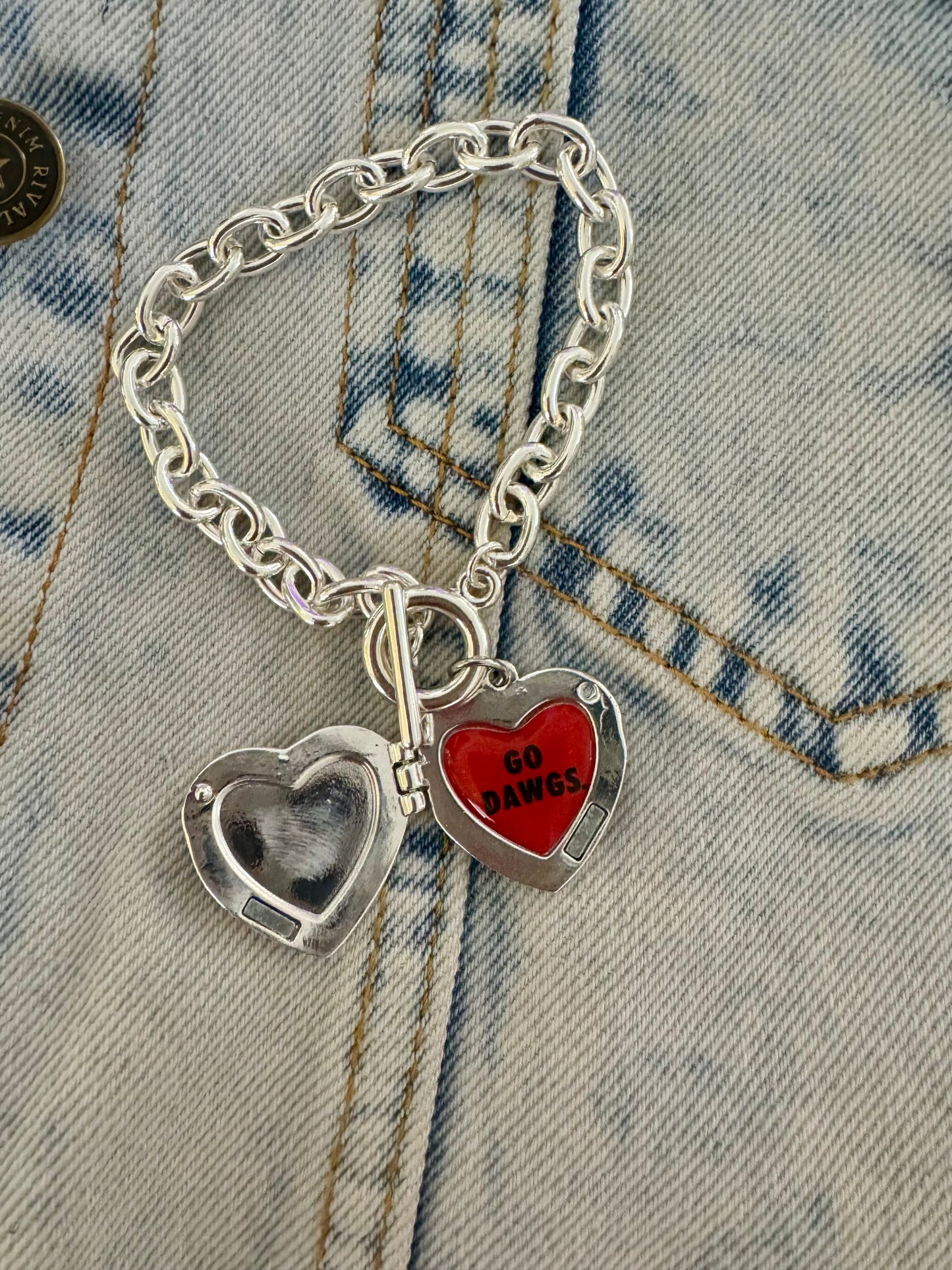 Silver locket bracelet georgia