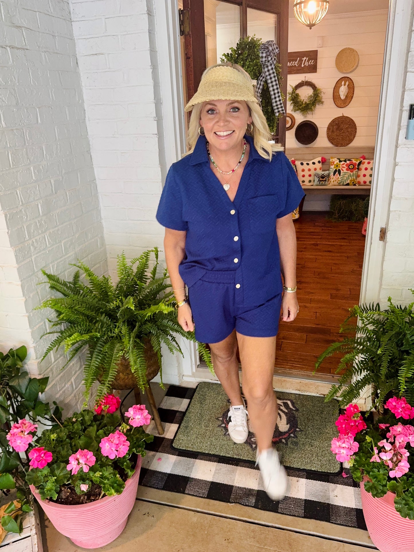 Navy super soft jacquard set for summer marked down