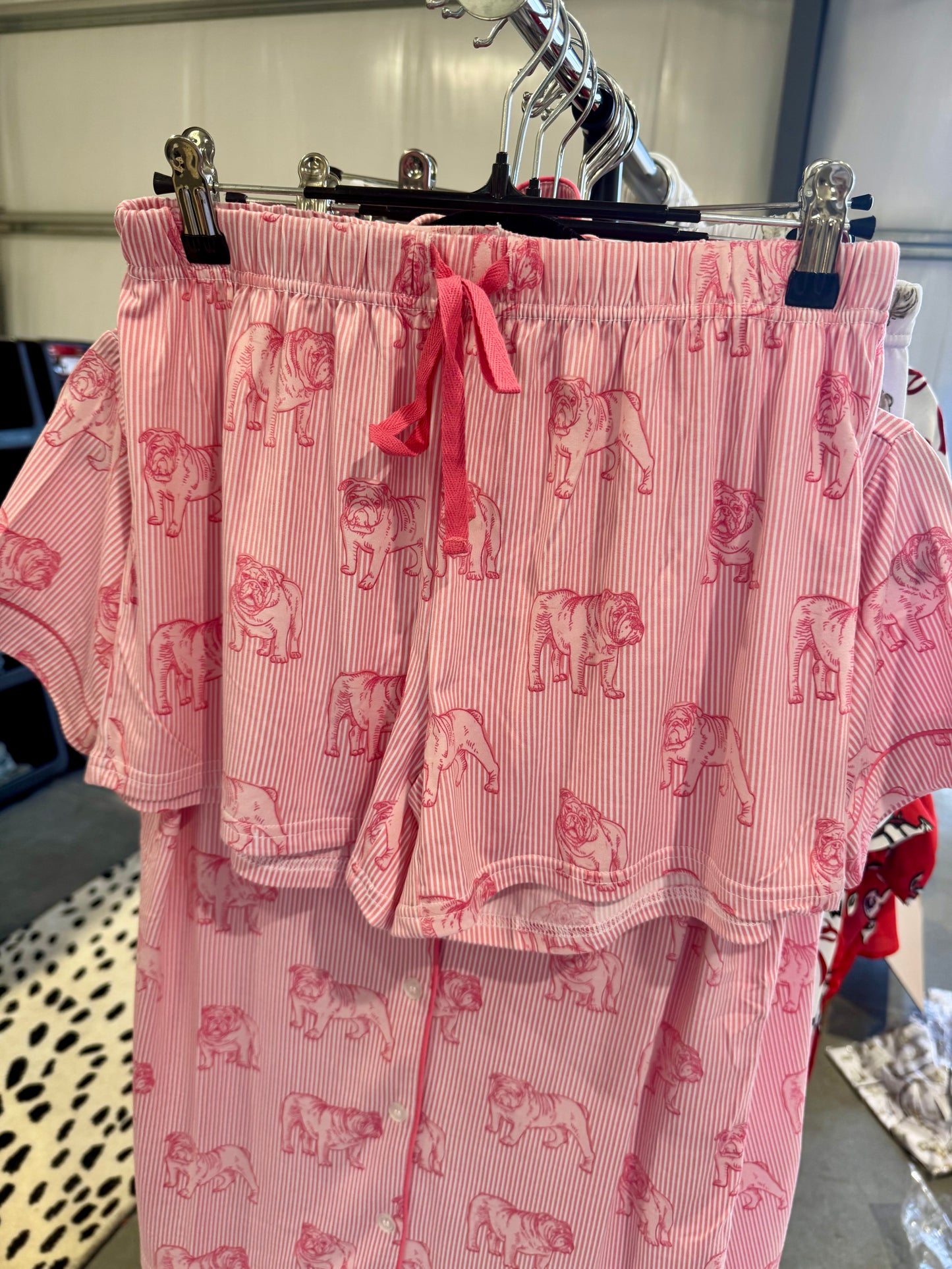 Pink bulldog pajama shorts ladies