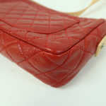 pre loved Chanel Red Hishige Caviar Shoulder Bag Silver Shoulder Back Bag Red Shoulder Bag Caviar (grained Calf) AB