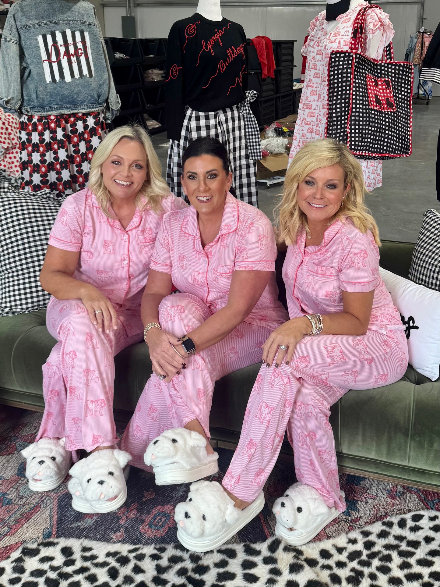Pink bulldog pajamas top ladies