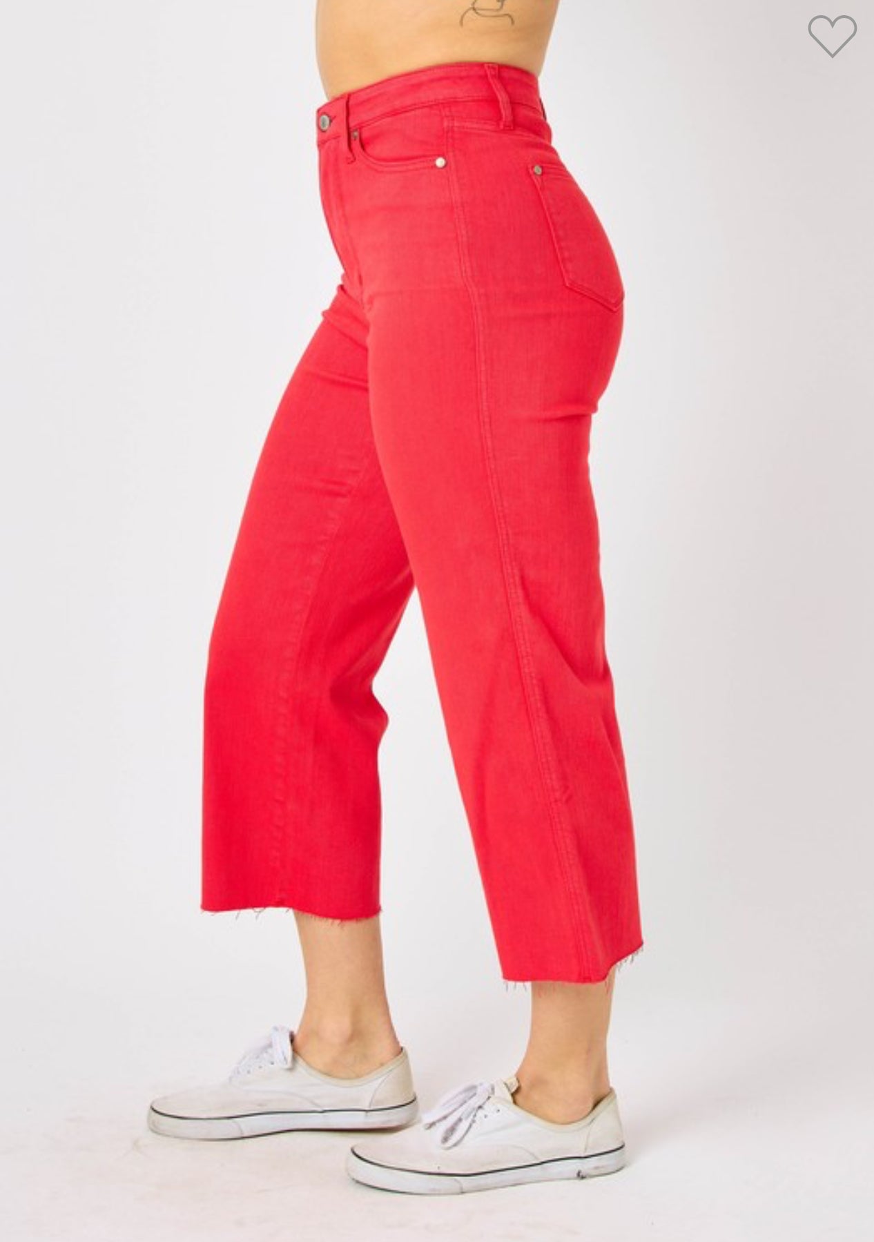 Judy blue red cropped tummy control jeans wide leg high waist up size 24W