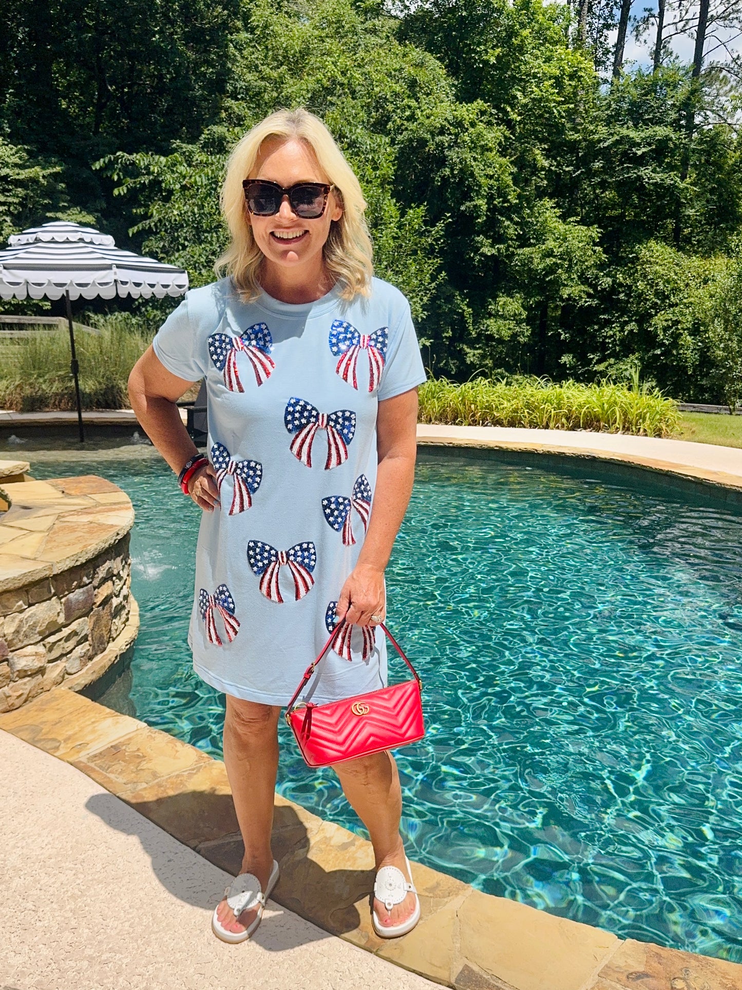 Summer American flag bow dress sequin marked down