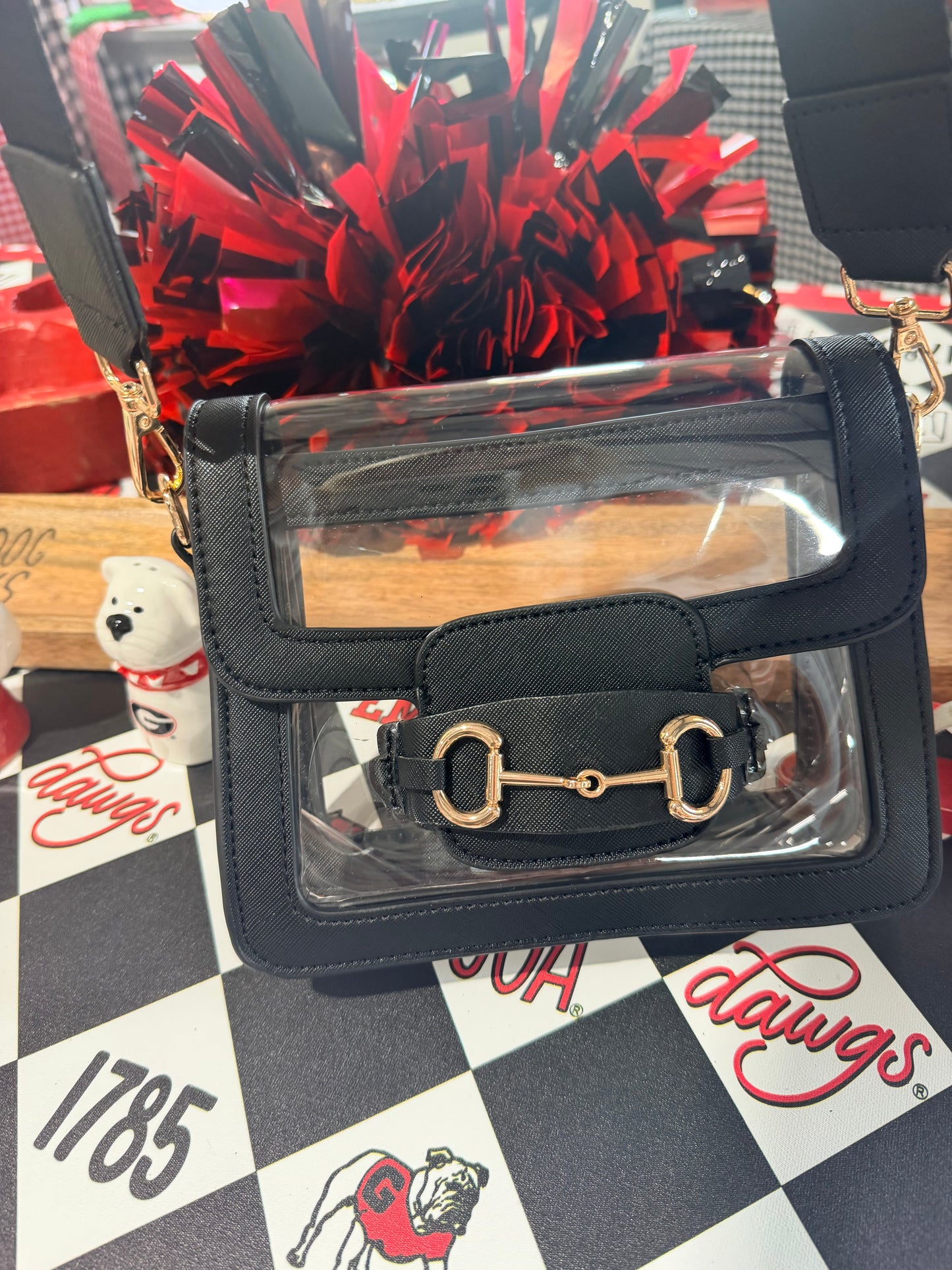 Clear purse black