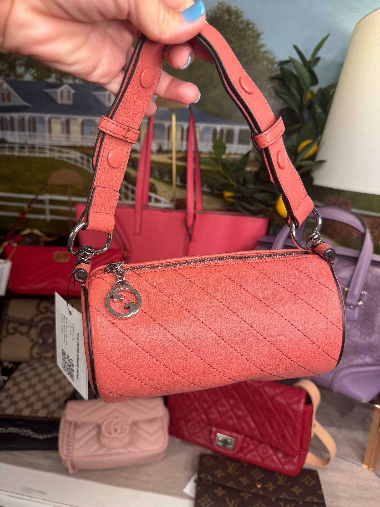Gucci Blondi one shoulder pink bag with dust bag pre loved