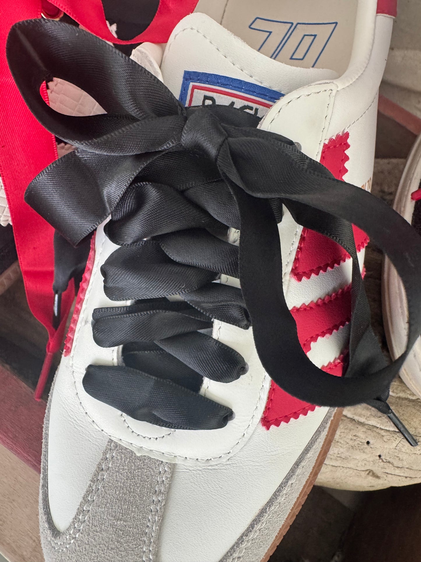 One lace listing! Game day shoe laces red or black one lace! Order two if u need for two shoes!