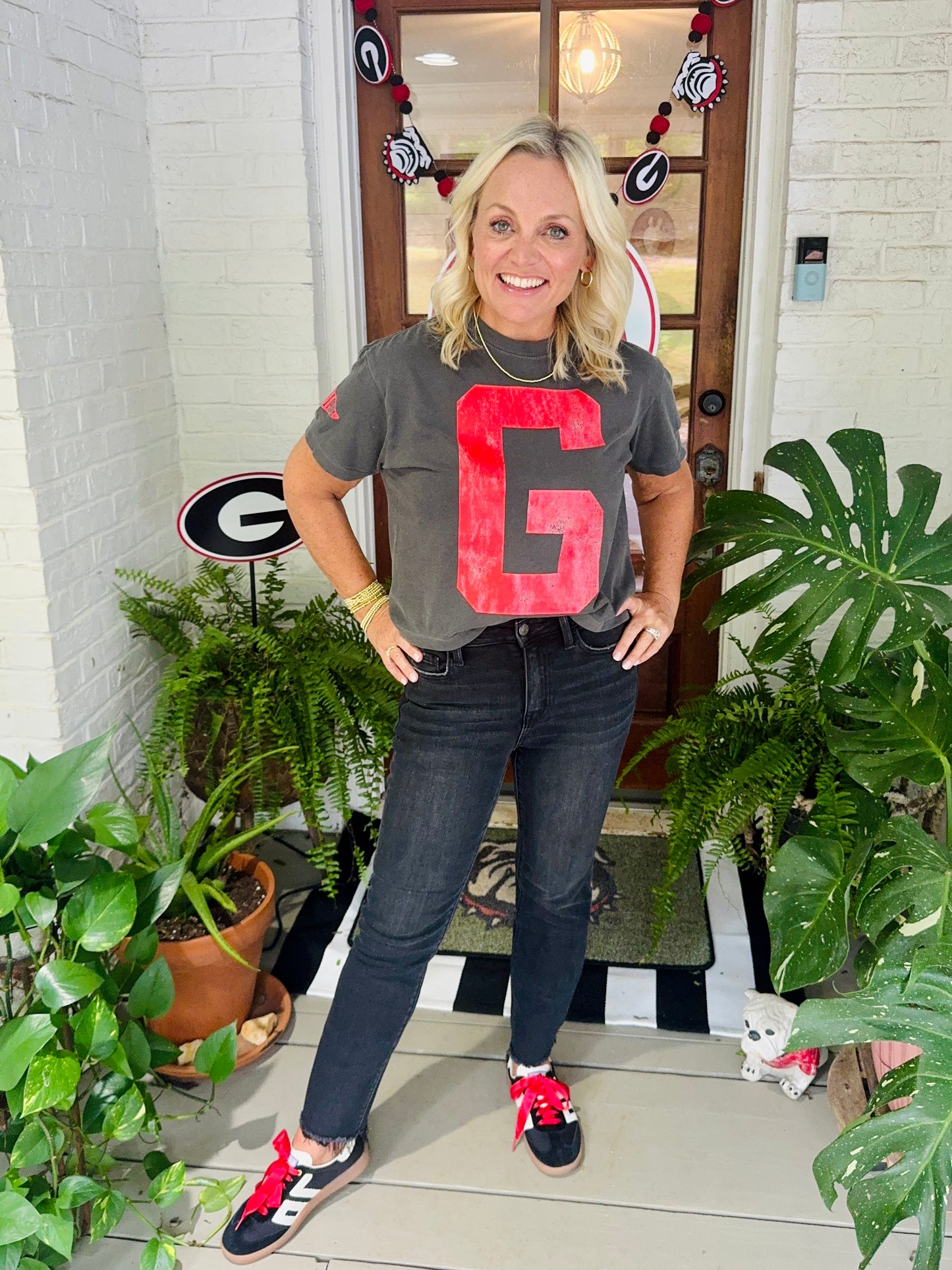 Charcoal comfort colors t shirt red G