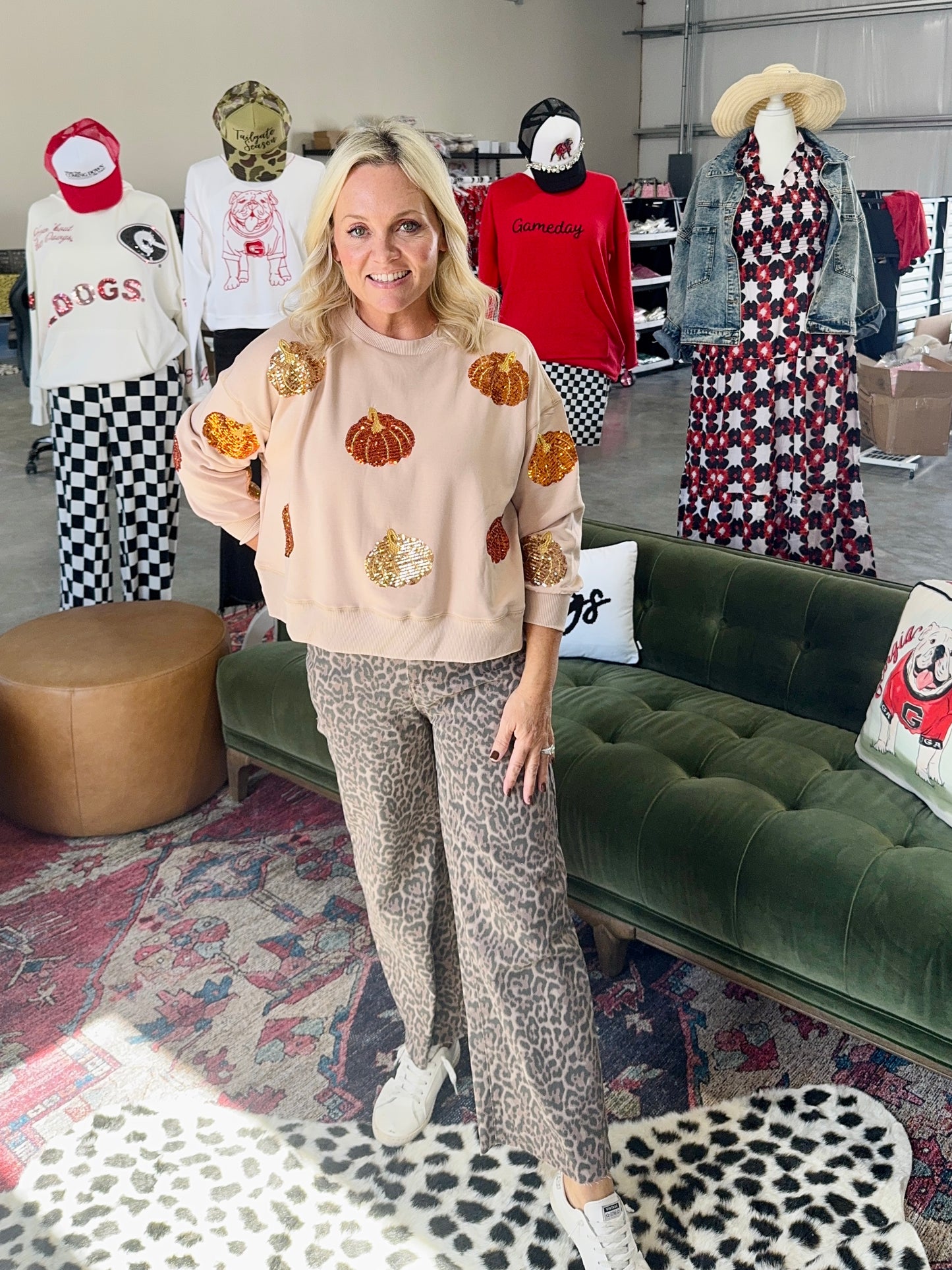 Sequin Pumpkin boutique sweatshirt