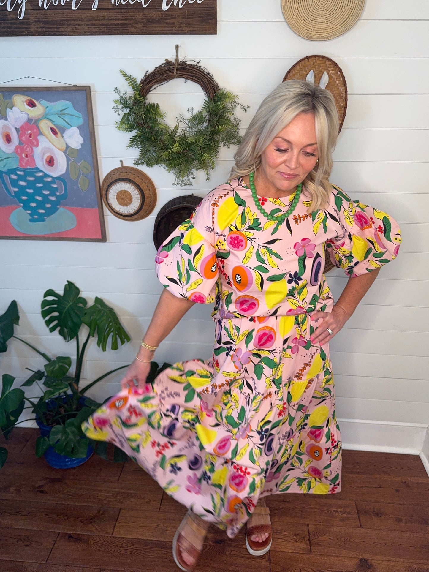 long skirt with pockets spring summer fruit marked down