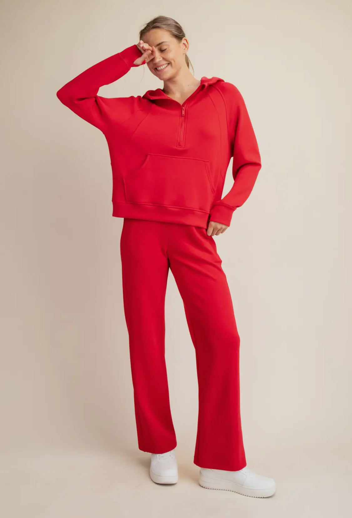 Active wear zip up modal scuba hoodie jacket red