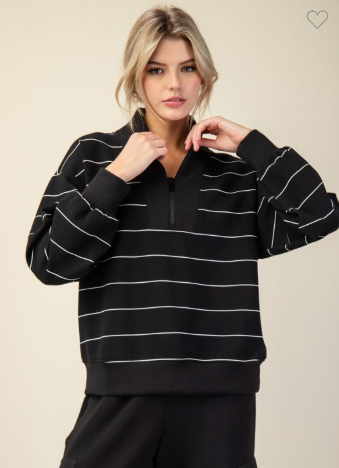 Soft Scuba black and white stripe pullover