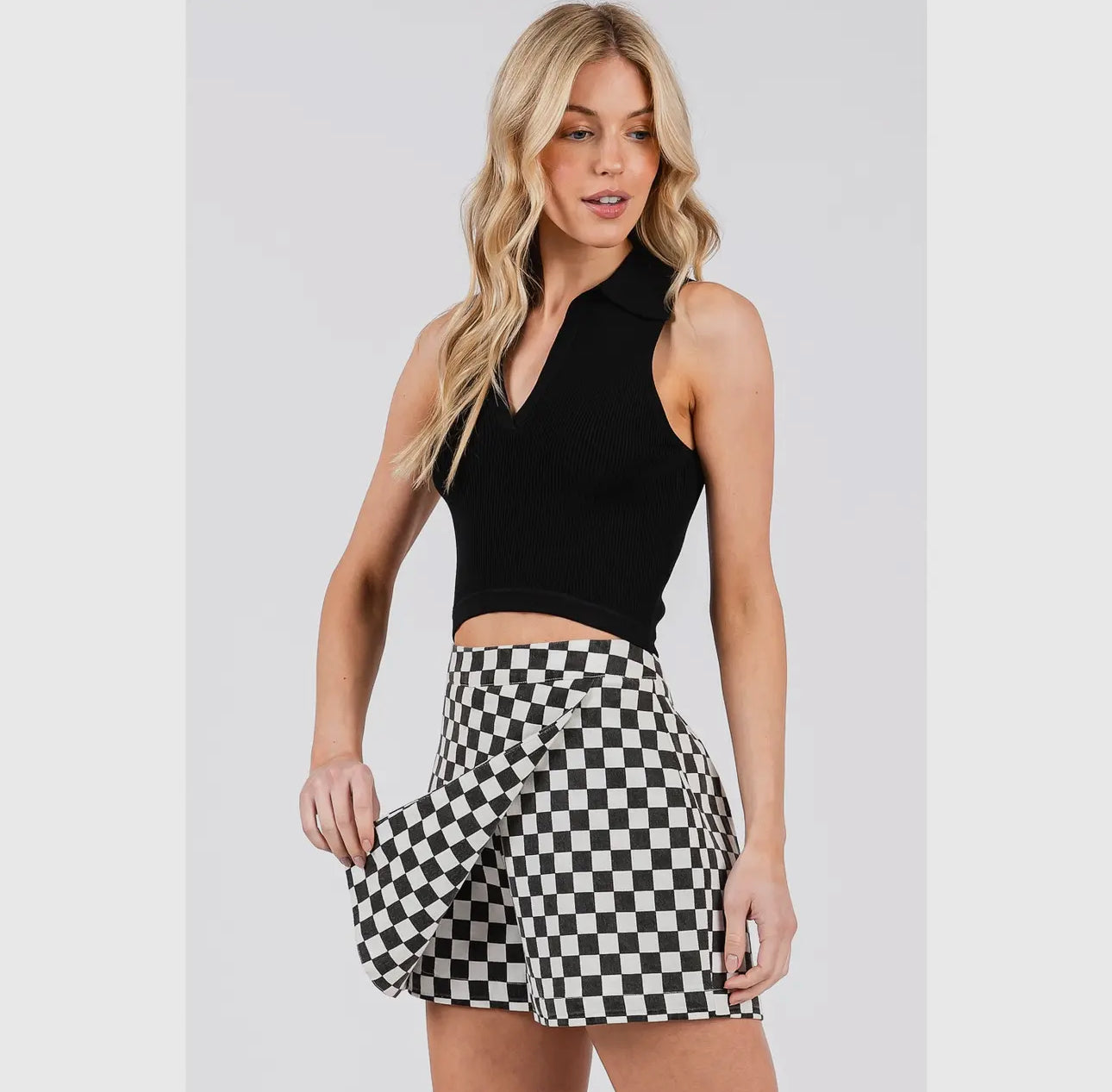 Black and white checkered skort game day