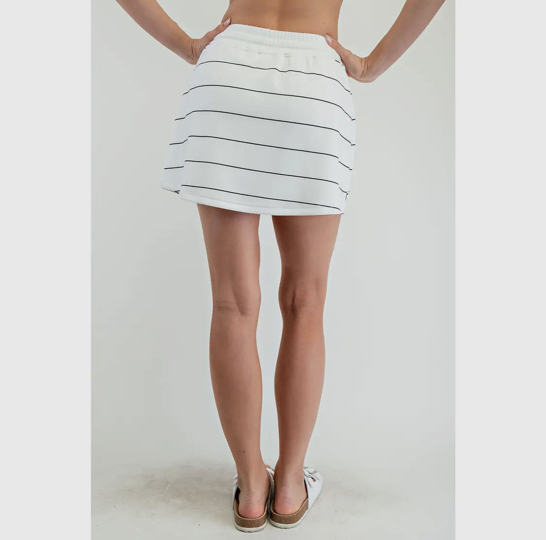 Active wear modal scuba skort white/black stripe goes up to plus size