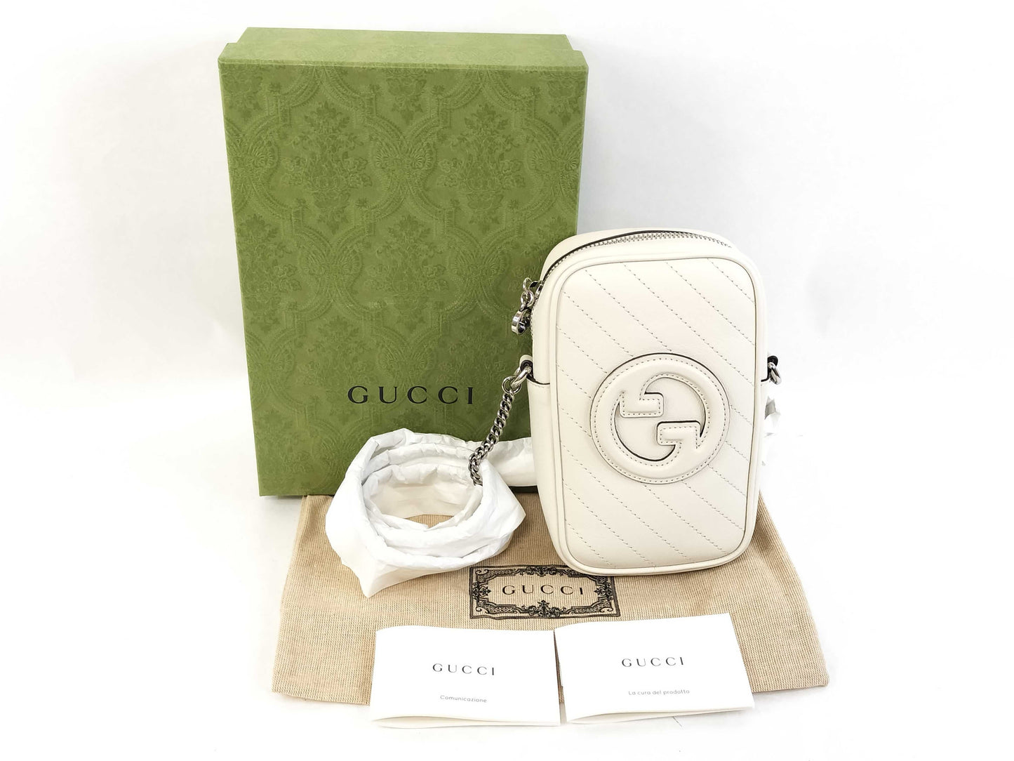 Gucci unused blondi chain shoulder bag with bad and storage