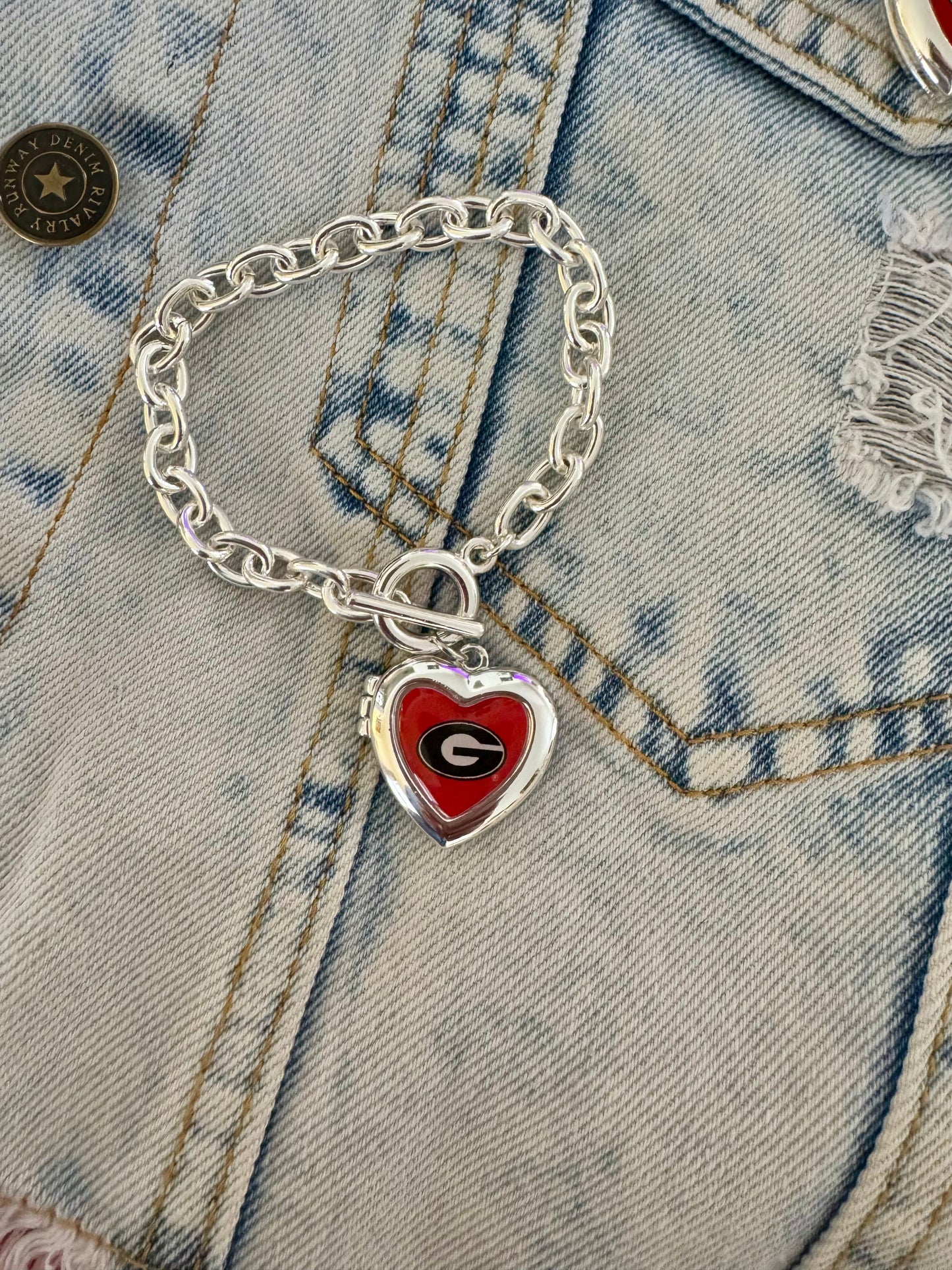 Silver locket bracelet georgia