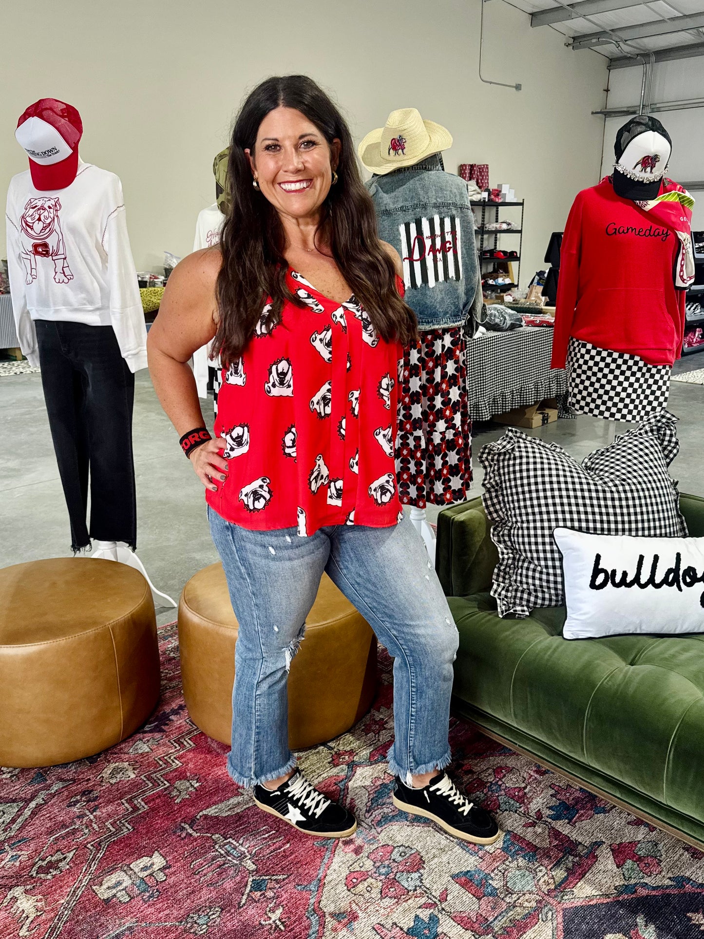 flowy tank oversized with bulldogs