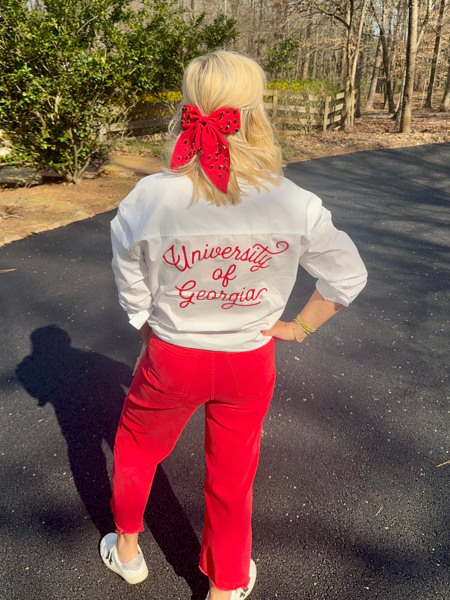 White licensed university of Georgia button up Shirt majorly marked down!