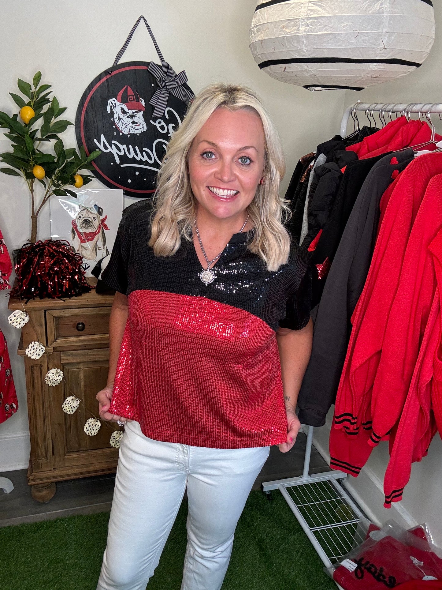 Sequin top black red cropped clearance price!