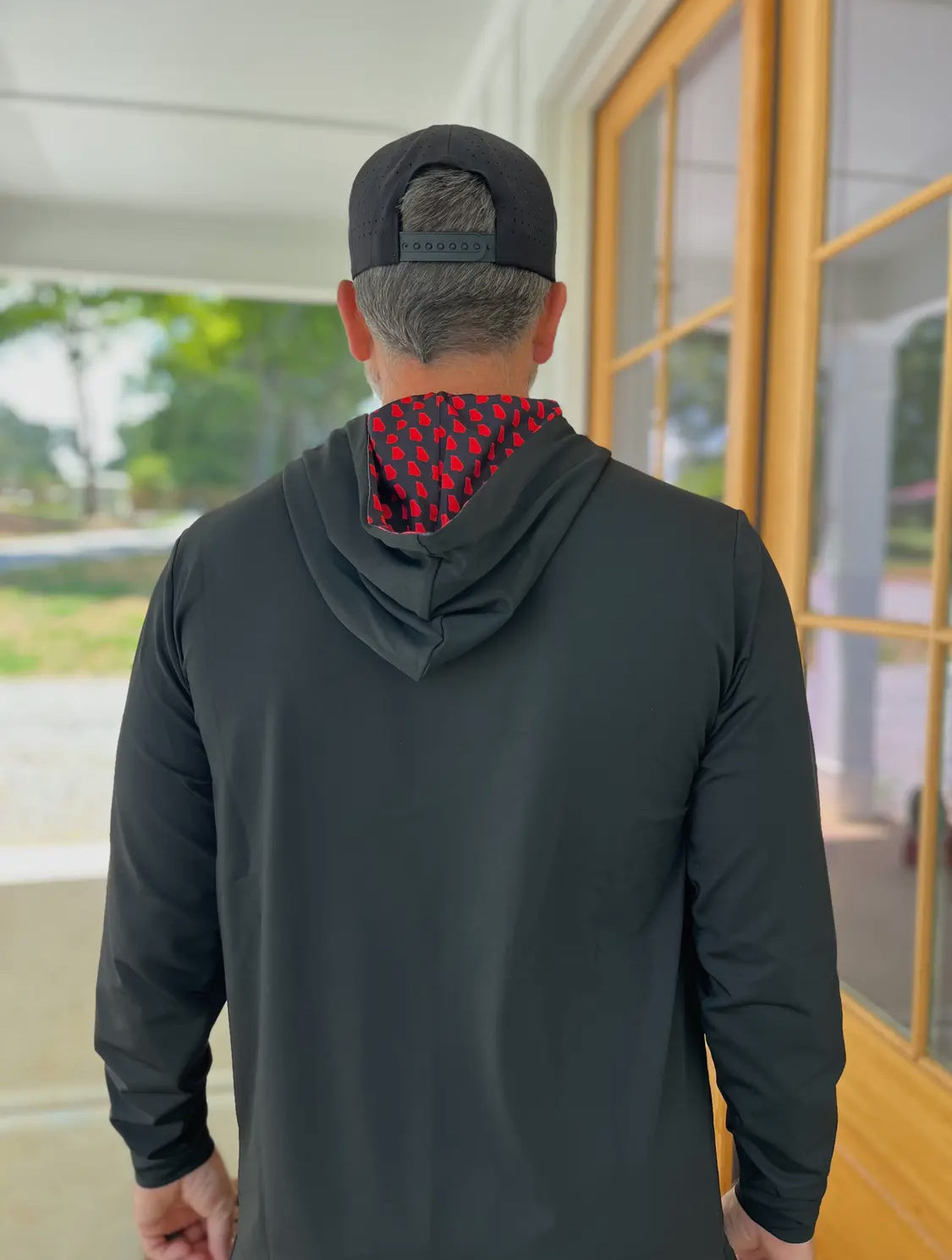 Men’s wear Athens red and black performance hoodie