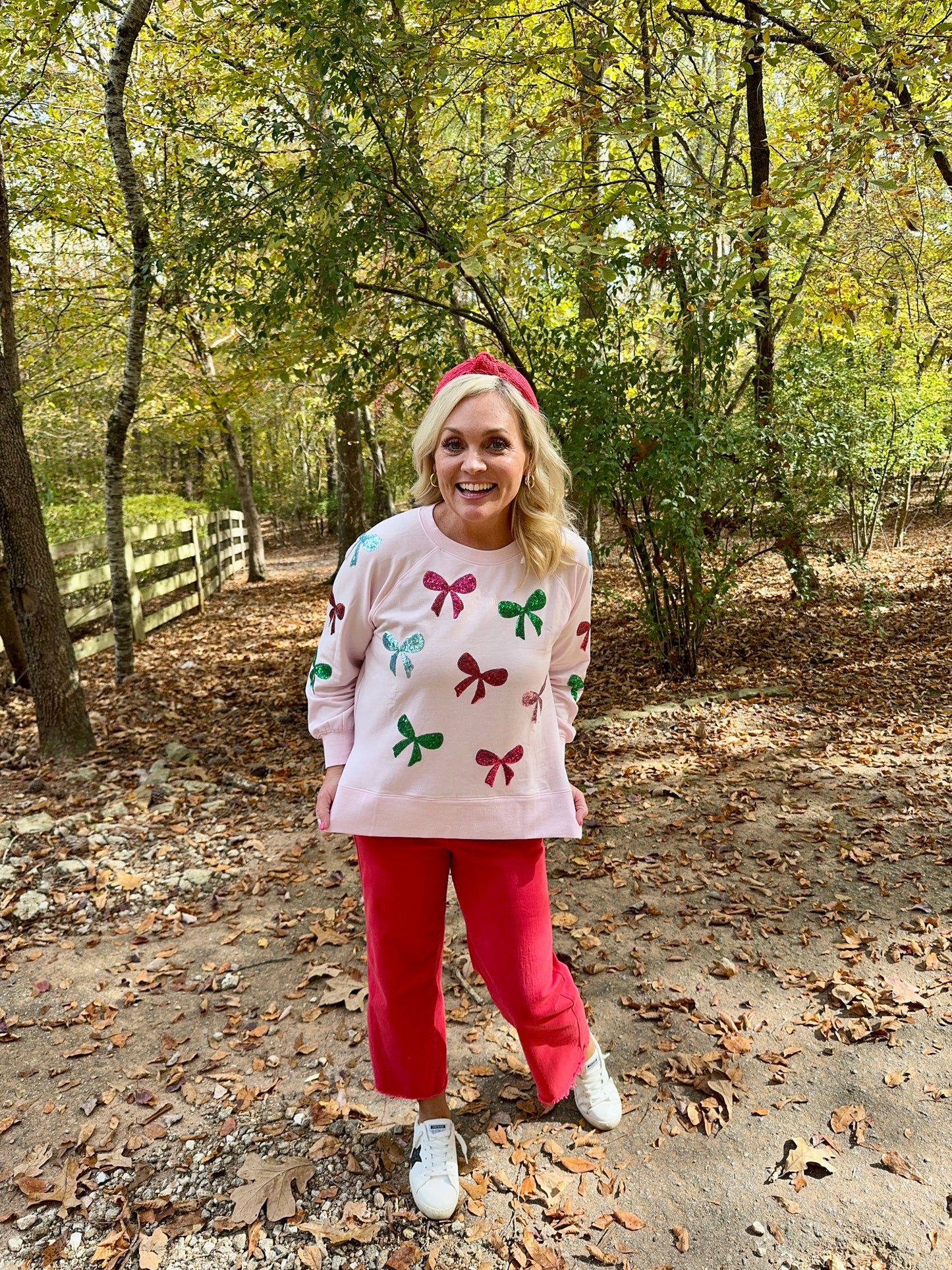 Sequin bow sweatshirt Christmas marked down