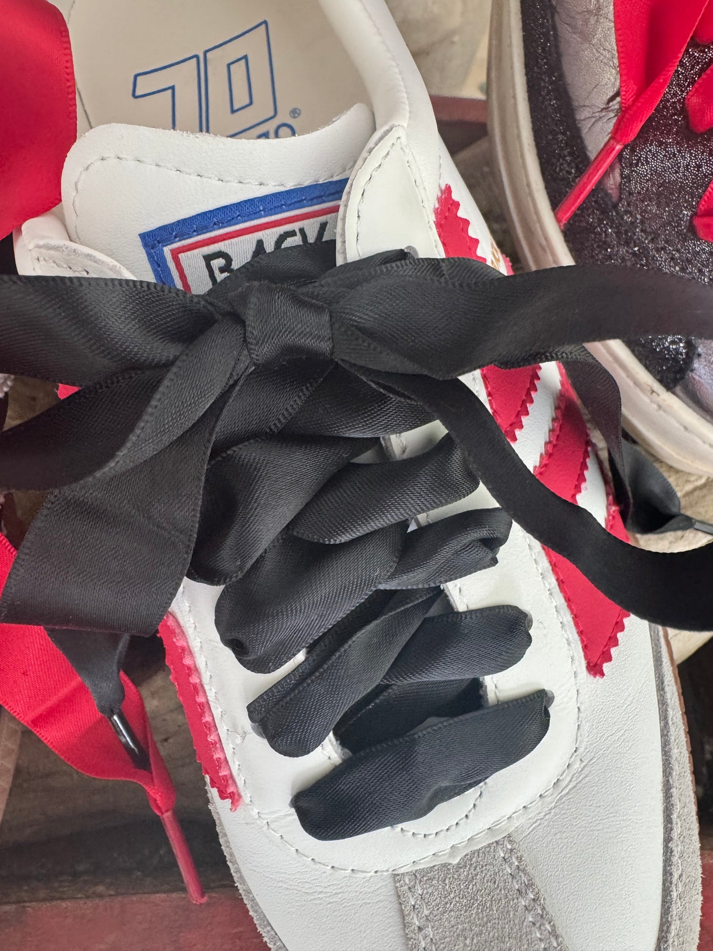 One lace listing! Game day shoe laces red or black one lace! Order two if u need for two shoes!