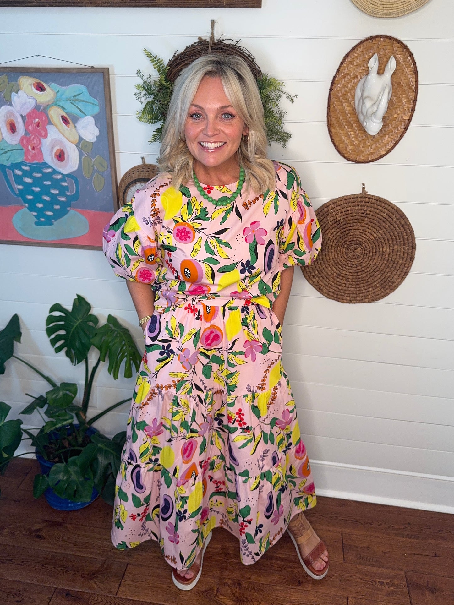 long skirt with pockets spring summer fruit marked down