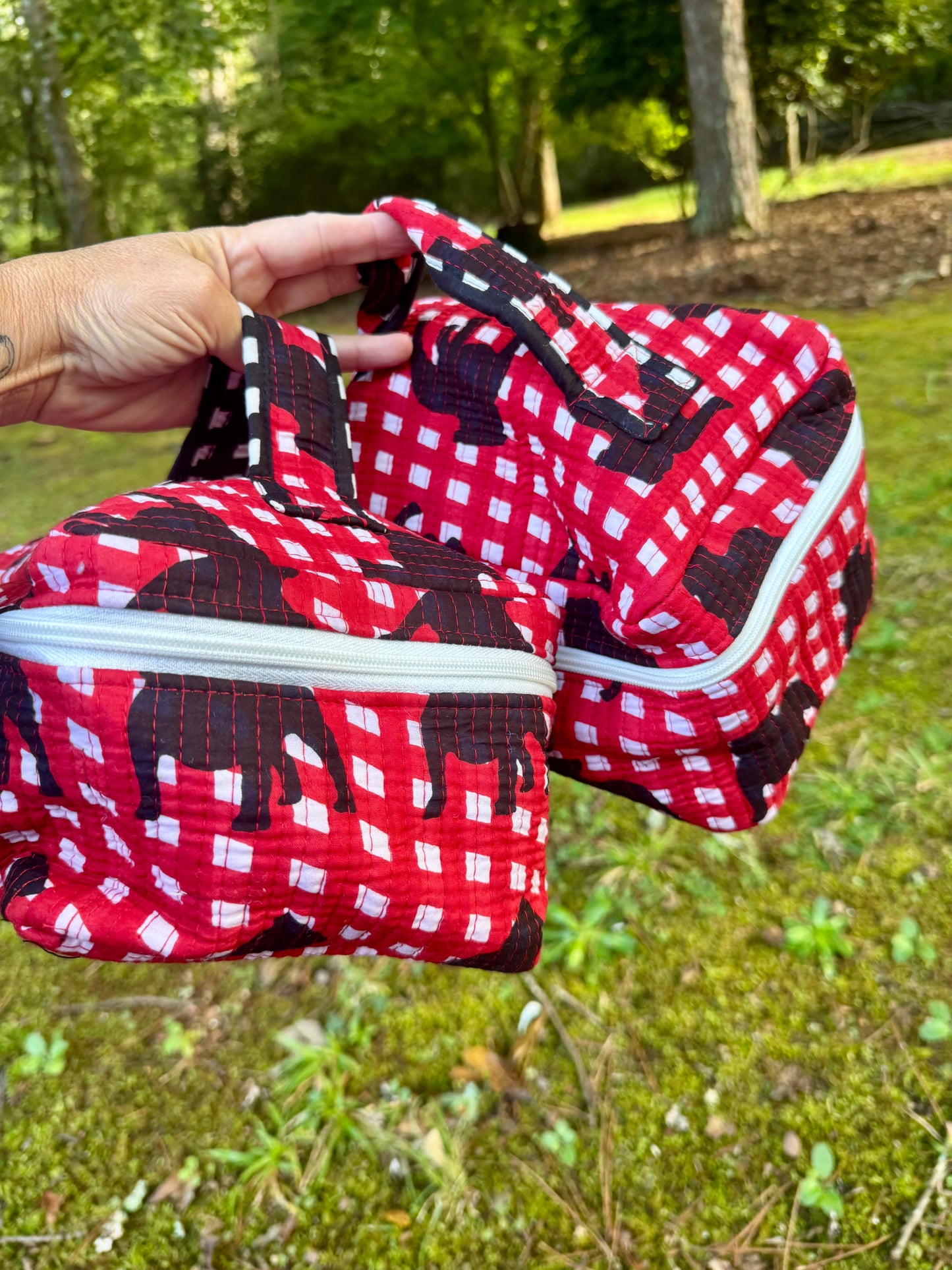 Bulldog fabric Exclusive collection large cosmetic bag with handle