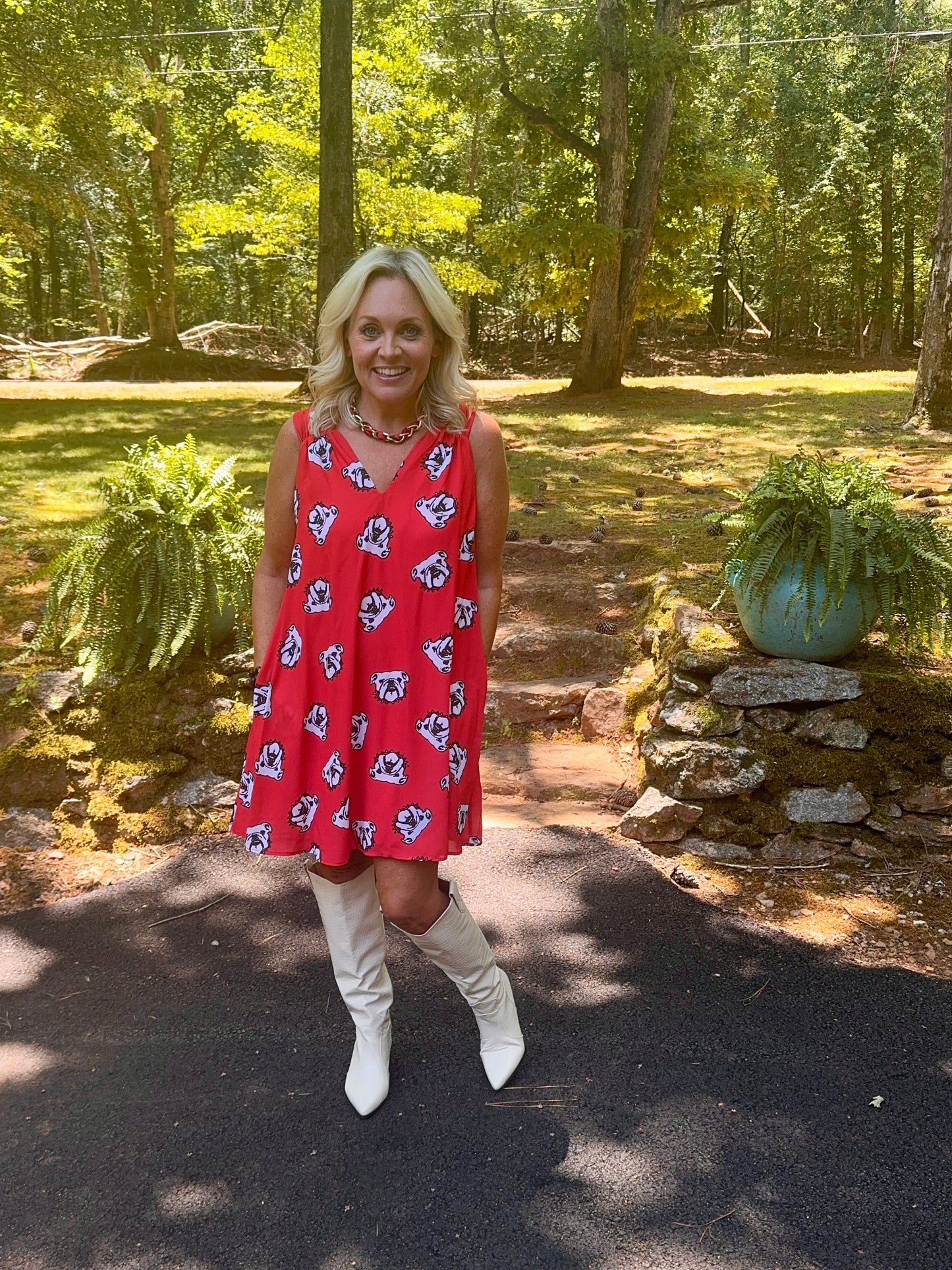 Dress flowy black and red bulldogs